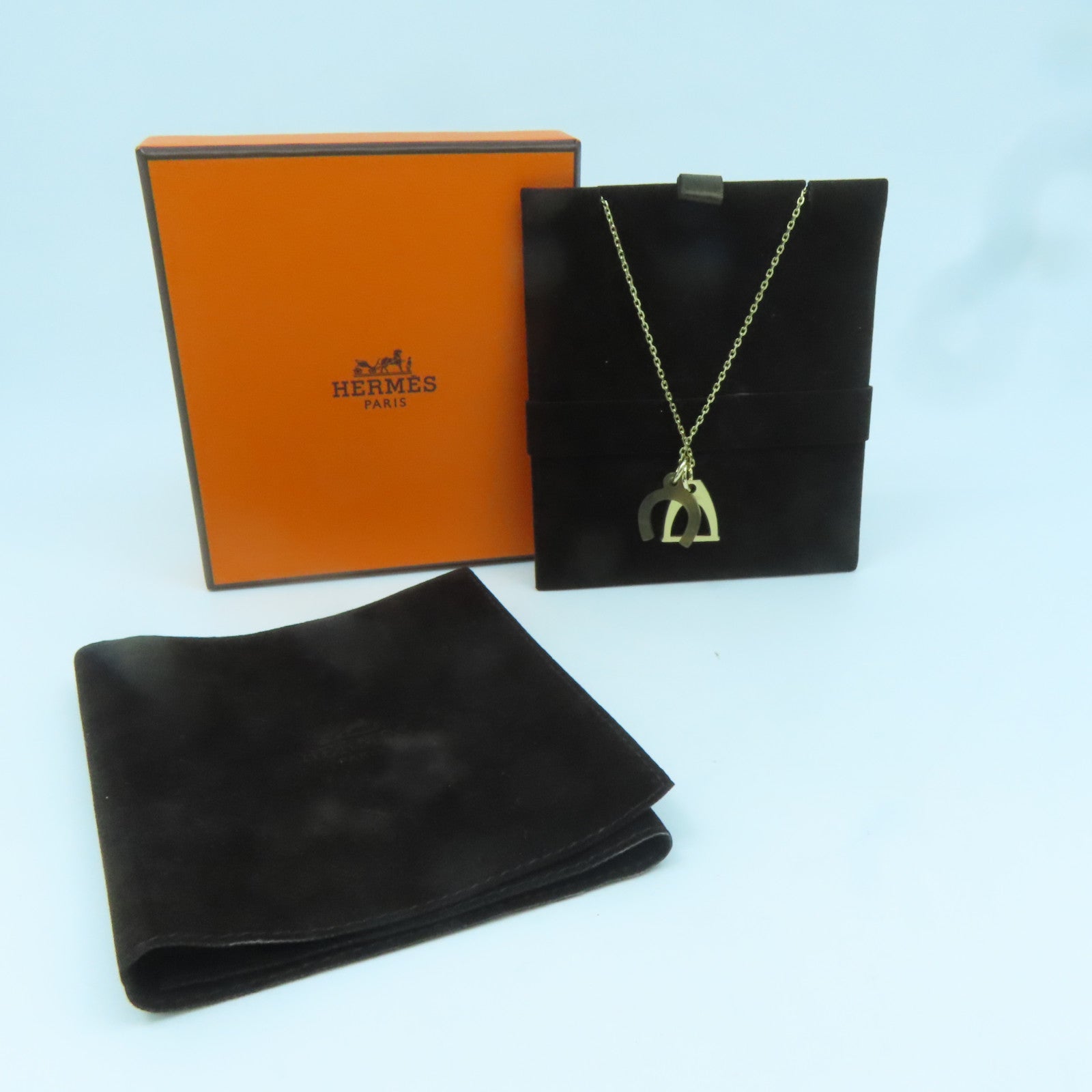 HERMES 金屬Necklace項鍊金色#50cm