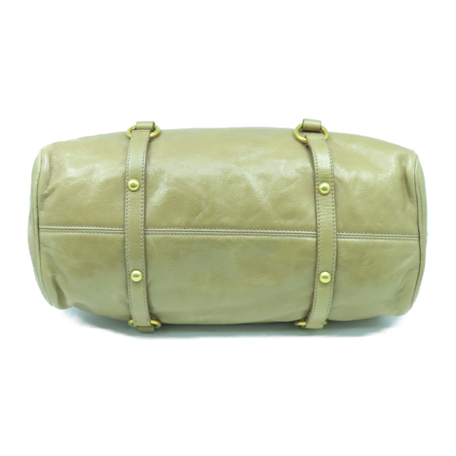 Miu Miu 牛皮皮革2 Way Shoulder金扣手挽肩背兩用袋啡色