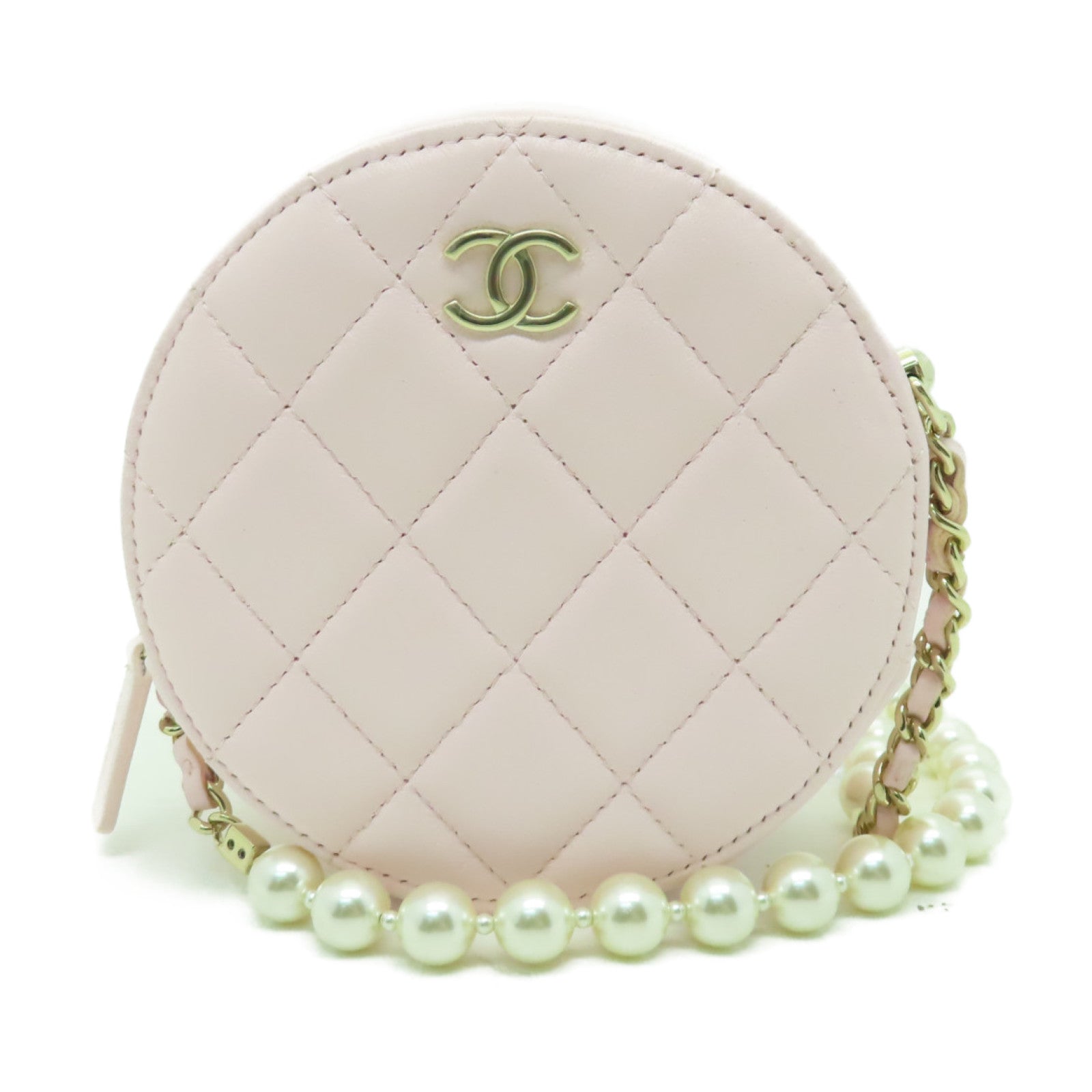 CHANEL 菱格羊皮皮革Chain Shoulder Bag金扣鏈帶肩背袋粉紅色