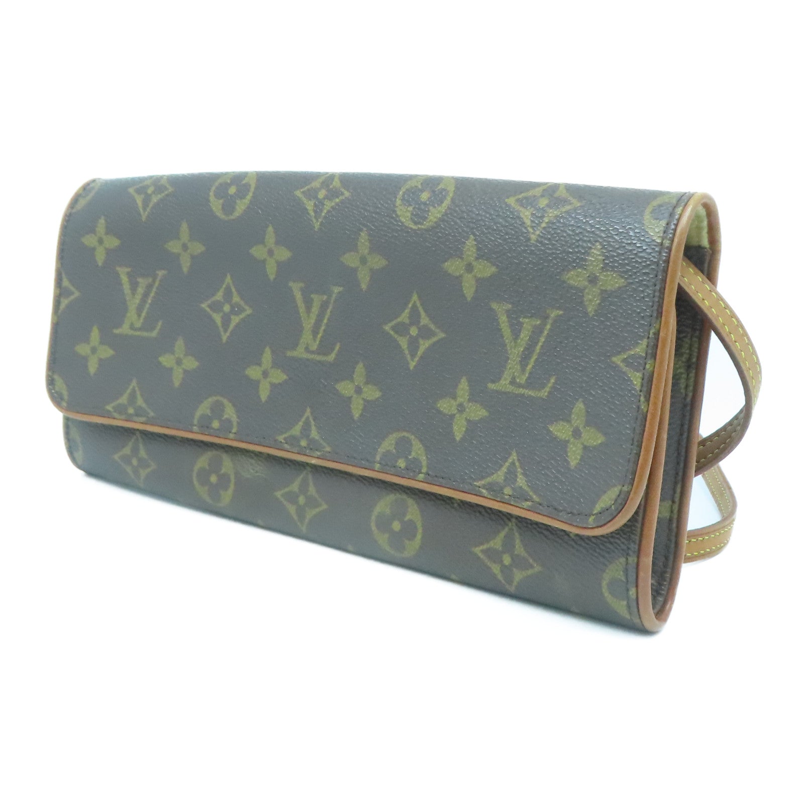 LOUIS VUITTON Monogram Pochette Twin GM金扣肩背袋啡色