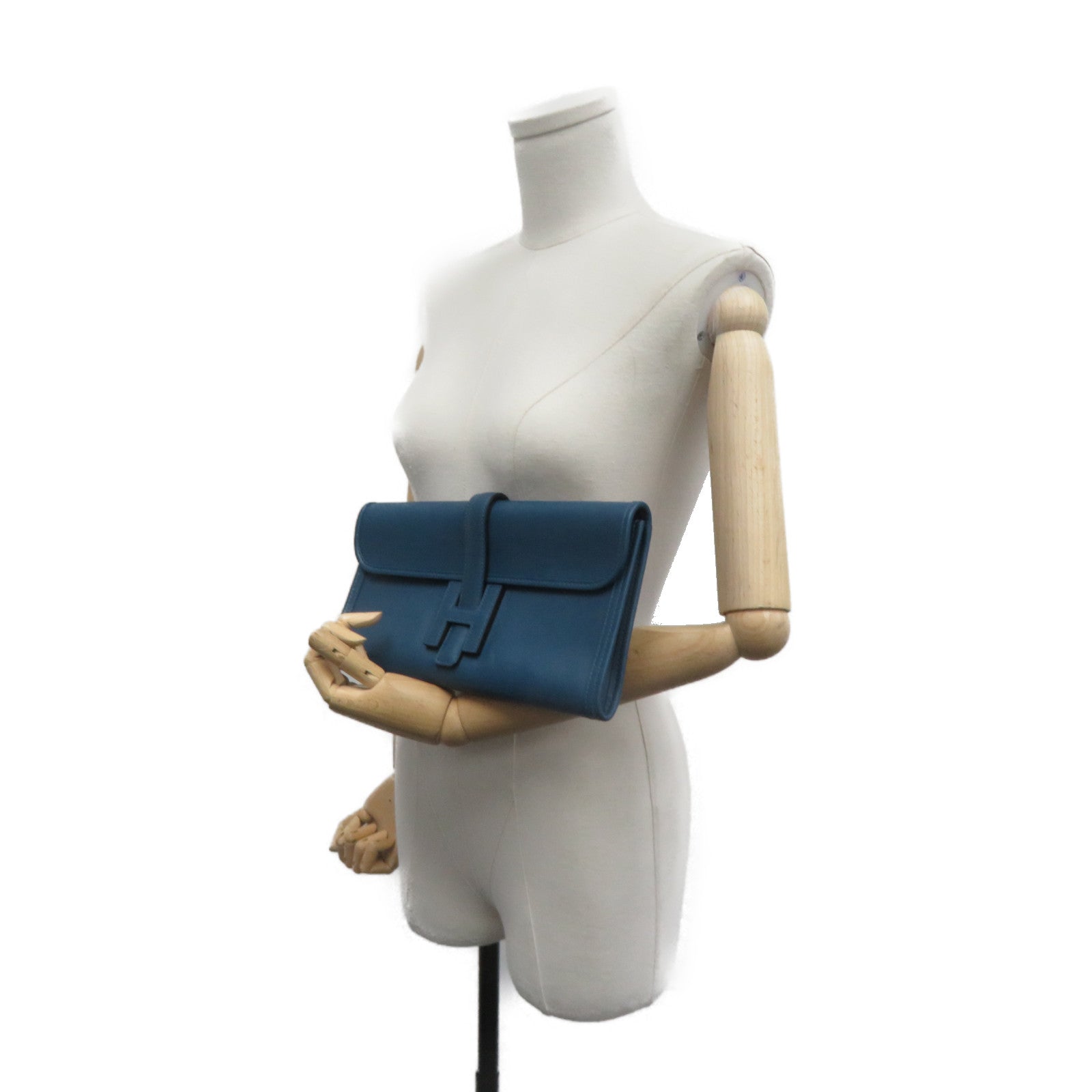 HERMES Swift皮革Jije Clutch Bag手拿包藍綠色