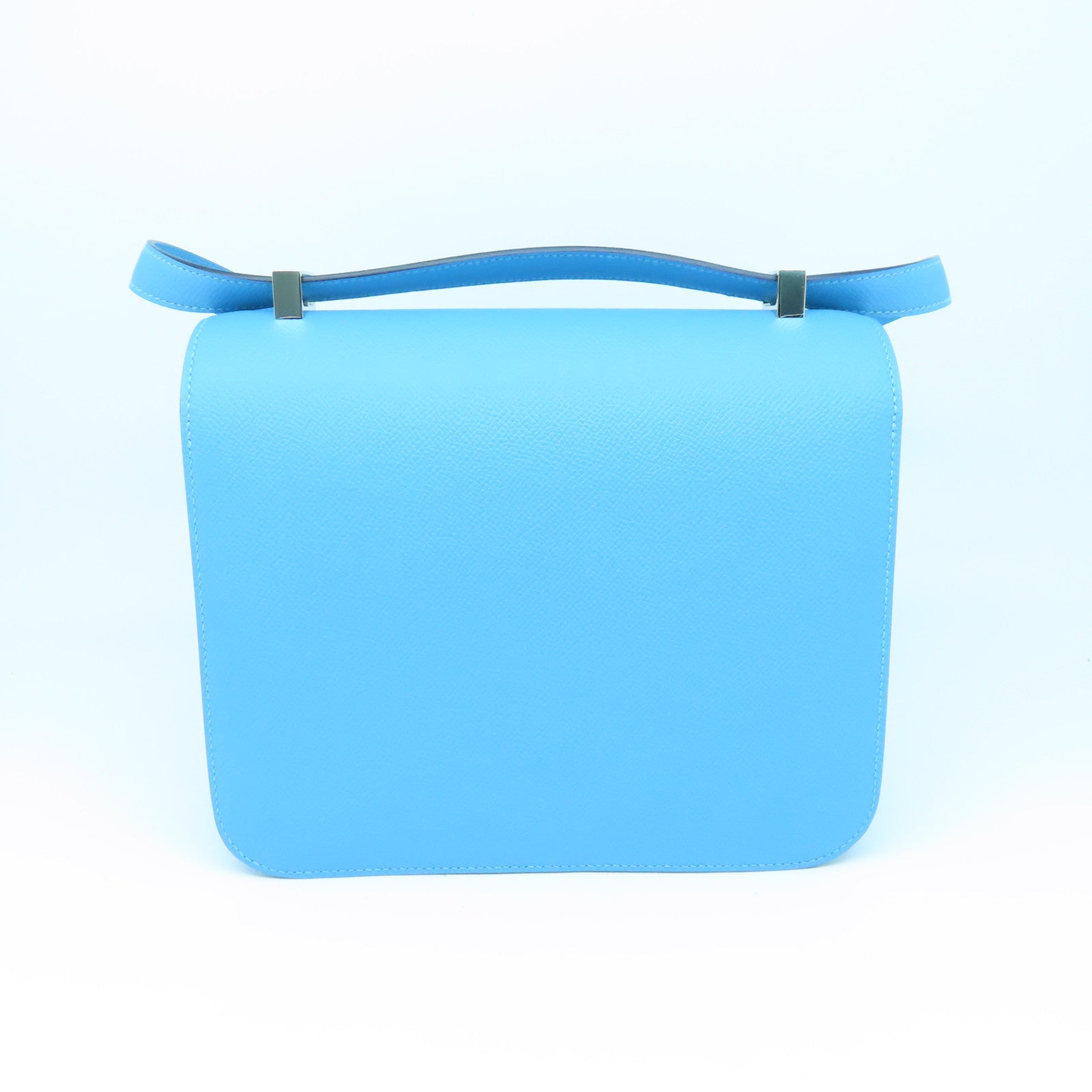 HERMES 【激減優惠】Epsom皮革Constance 24銀扣肩背袋Bleu du nord藍色