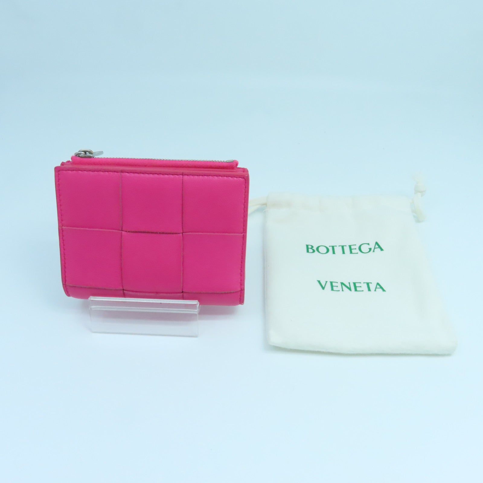 BOTTEGA VENETA 【激減優惠】牛皮皮革Wallet銀扣錢包粉紅色