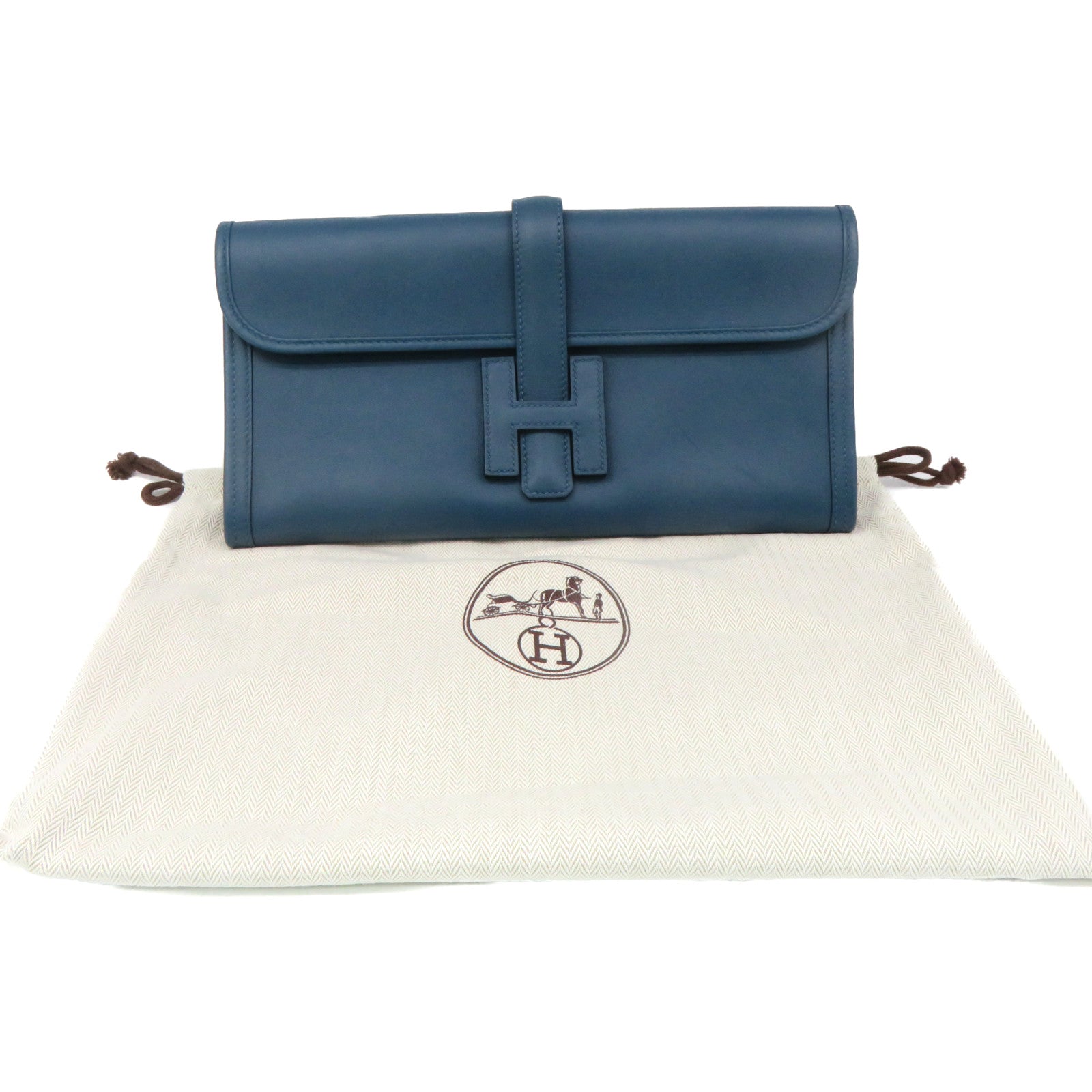 HERMES Swift皮革Jije Clutch Bag手拿包藍綠色