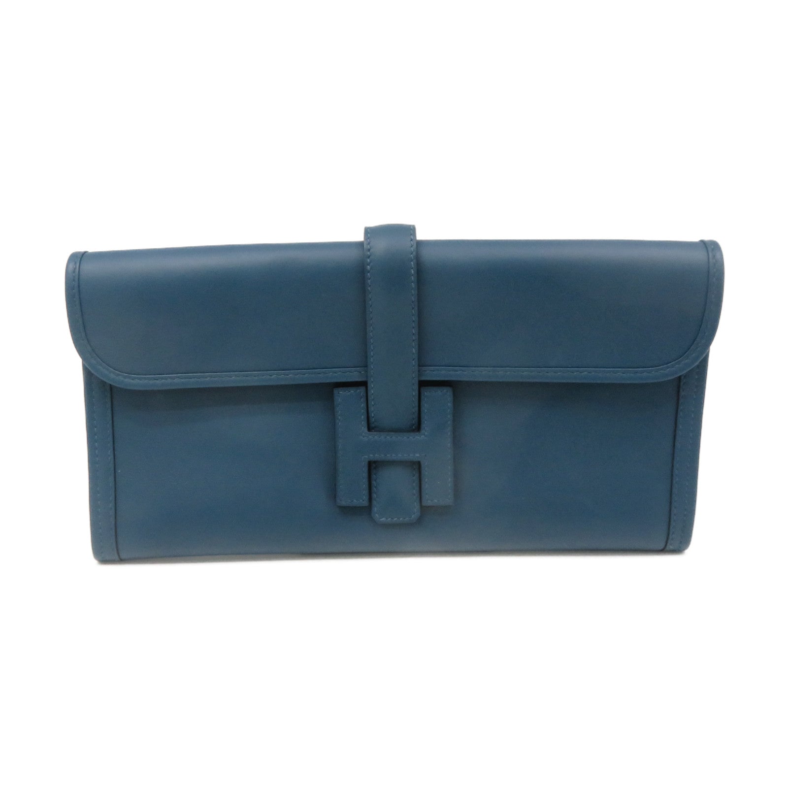 HERMES Swift皮革Jije Clutch Bag手拿包藍綠色