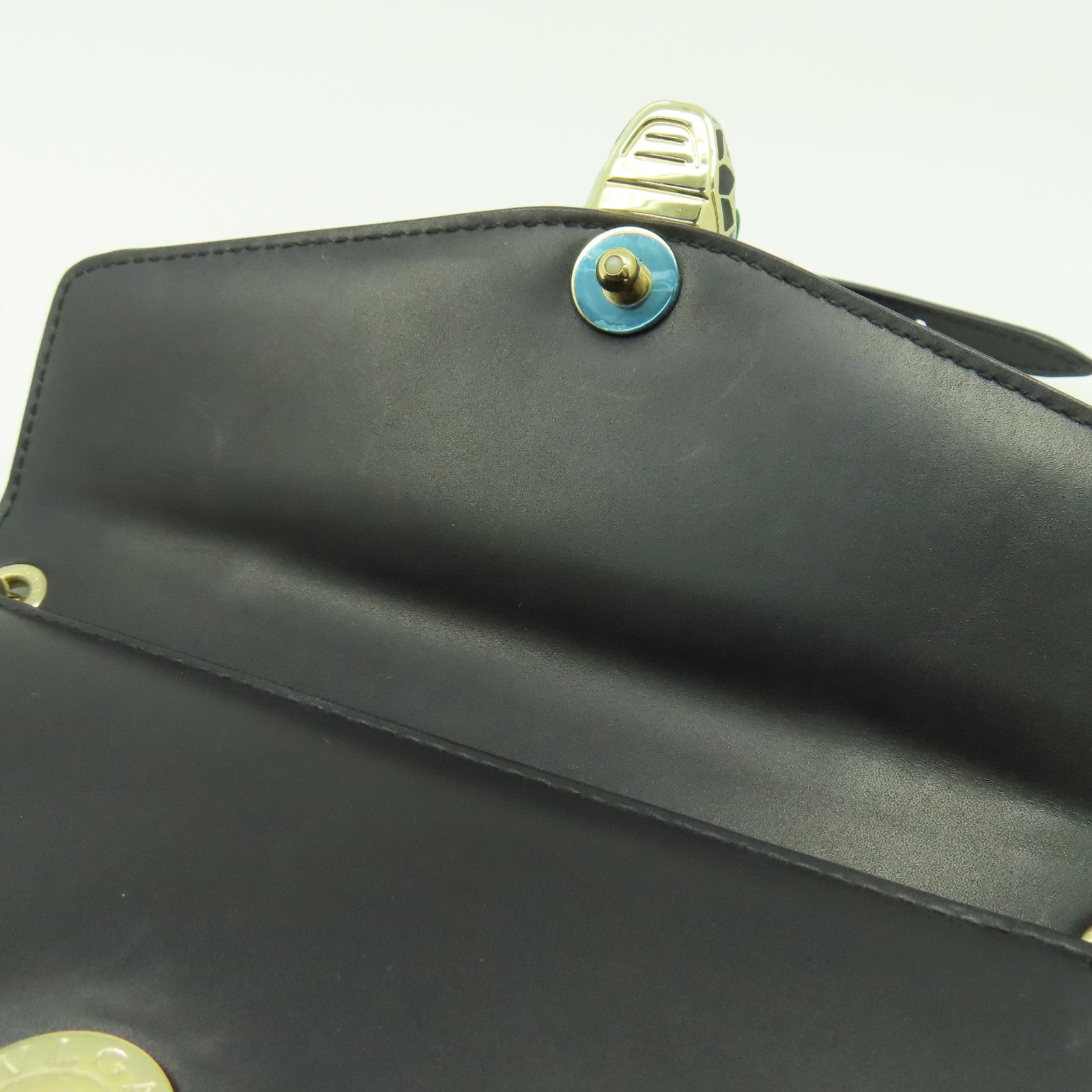 BVLGARI 牛皮皮革Chain Bag金扣鏈帶肩背袋黑色