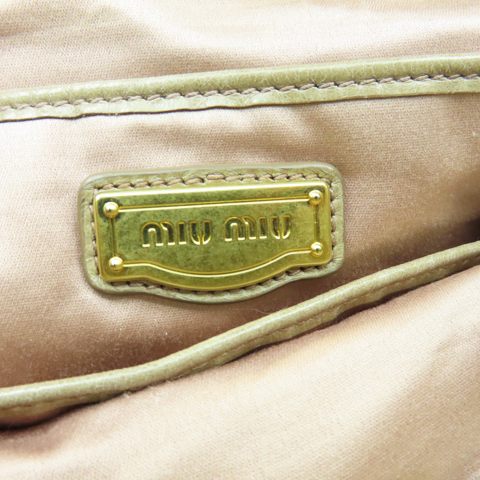 Miu Miu 牛皮皮革2 Way Shoulder金扣手挽肩背兩用袋啡色