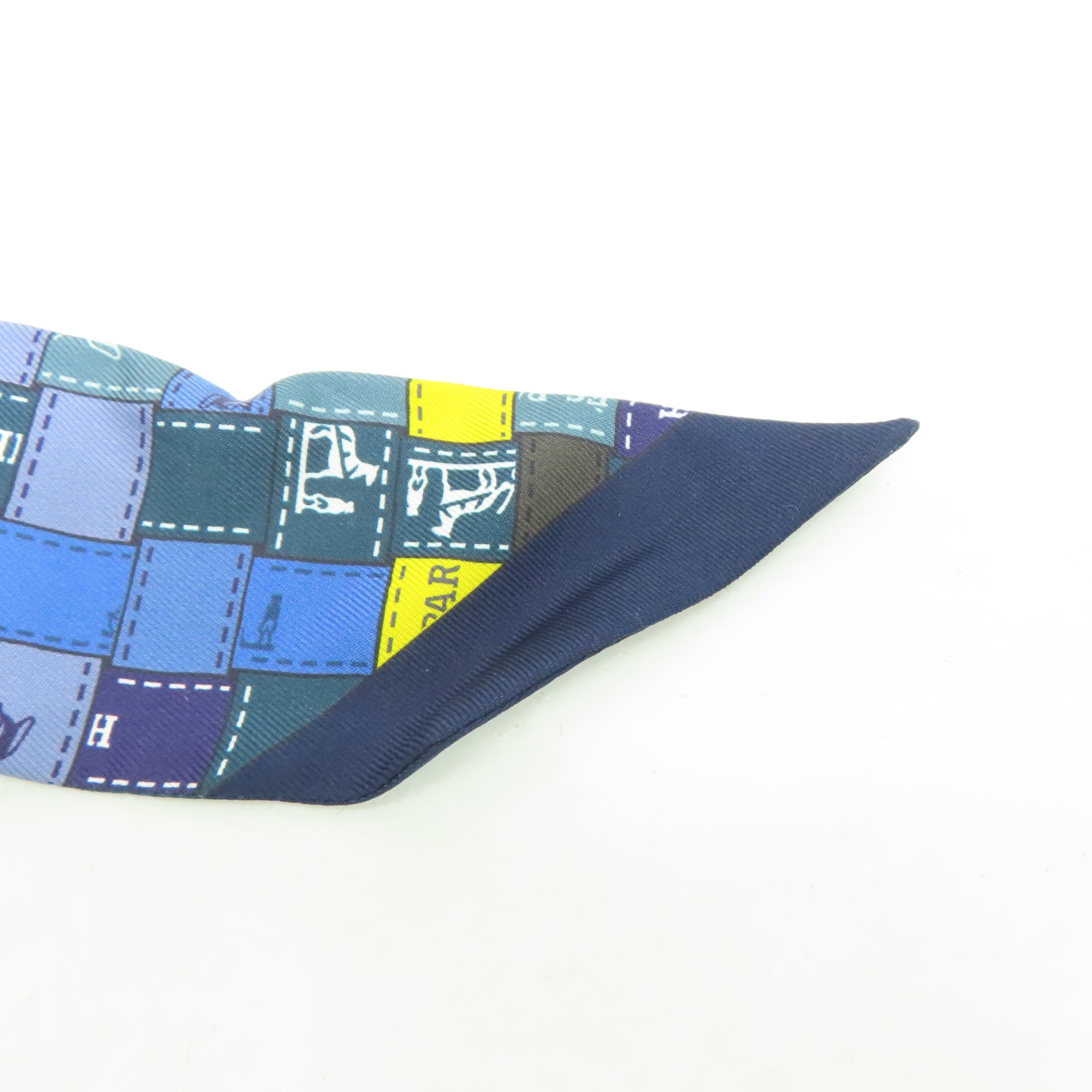 HERMES 丝质Twilly丝巾蓝色