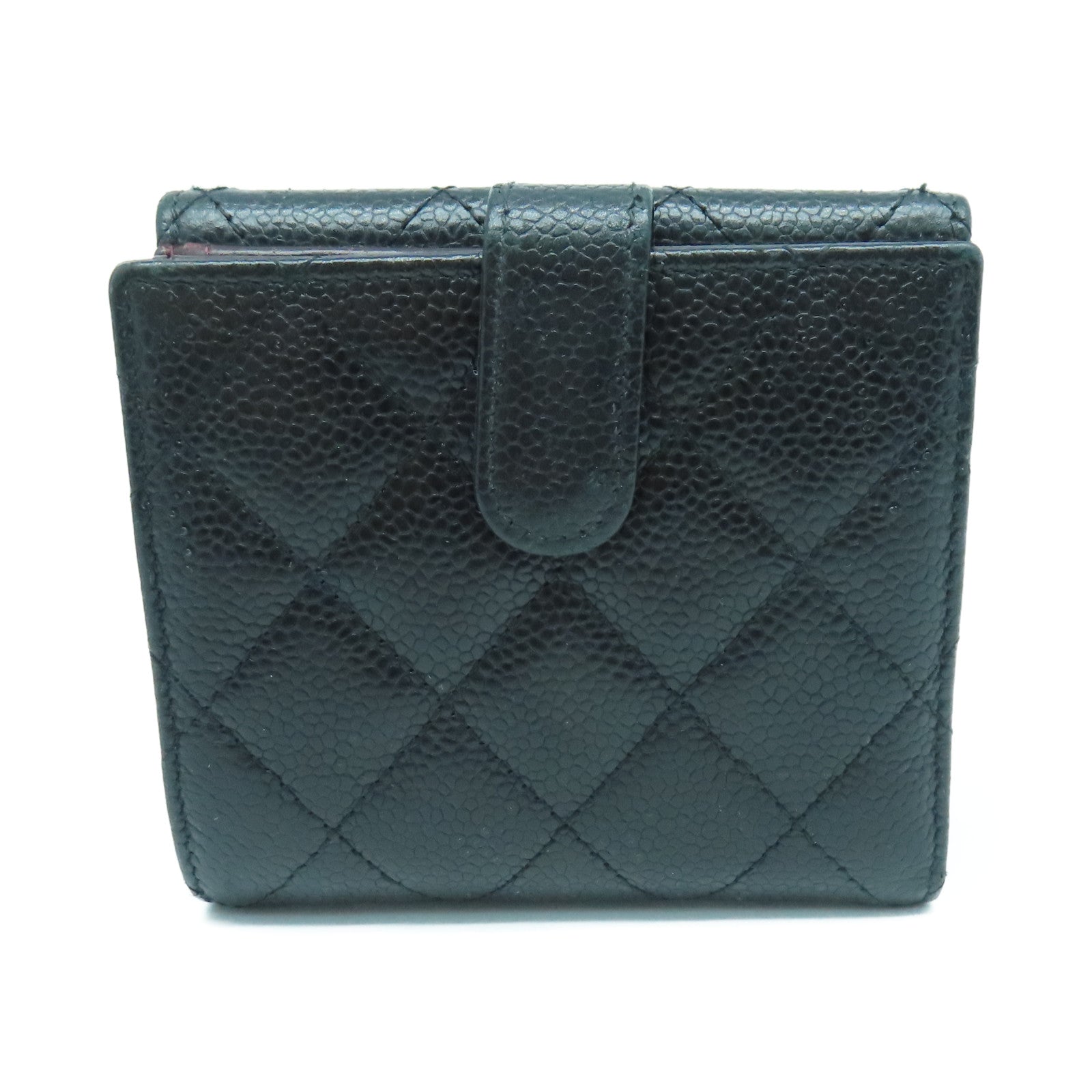CHANEL 菱格Caviar皮革Wallet金扣錢包黑色