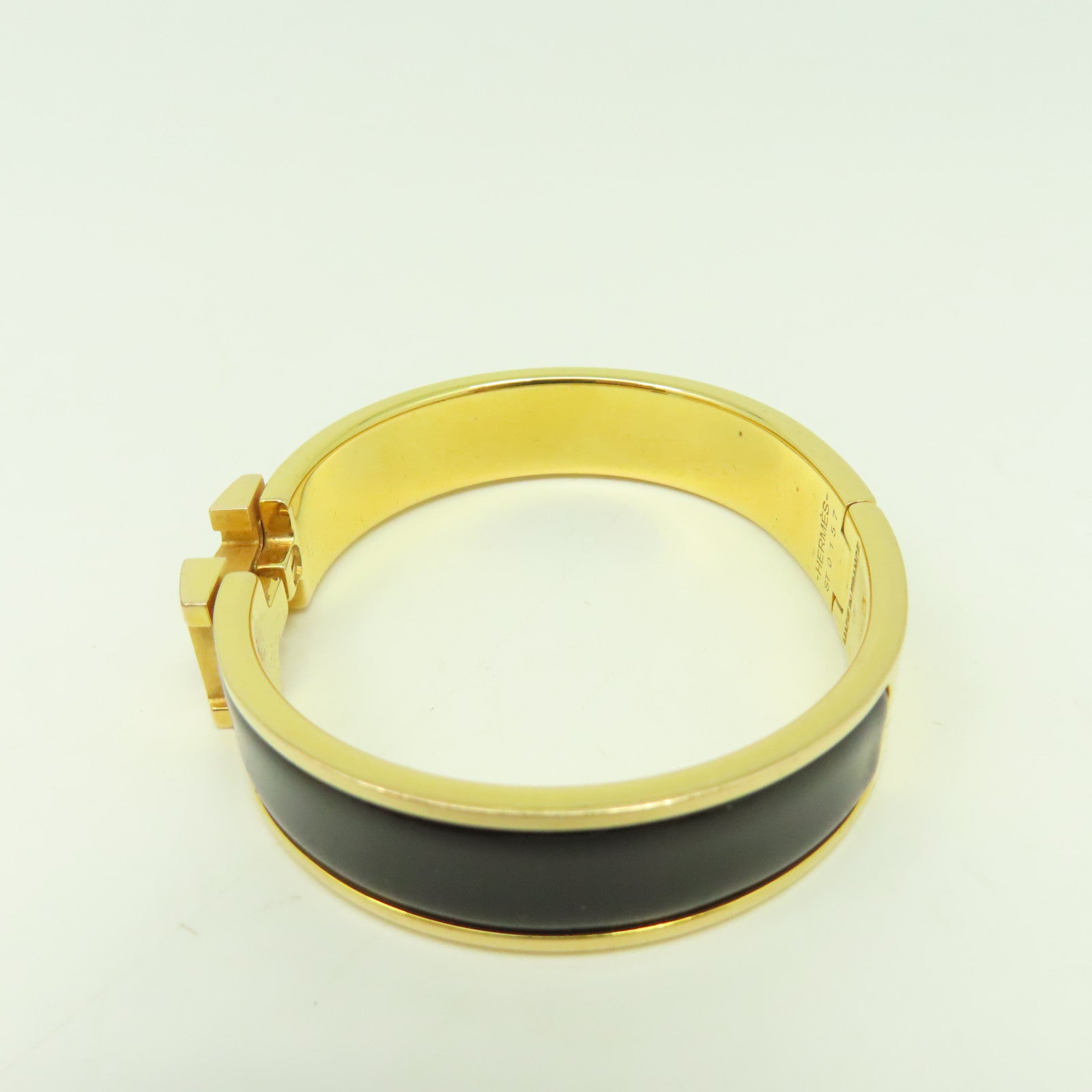 HERMES 金屬Clic H Bracelet金扣手鏈黑色/金色
