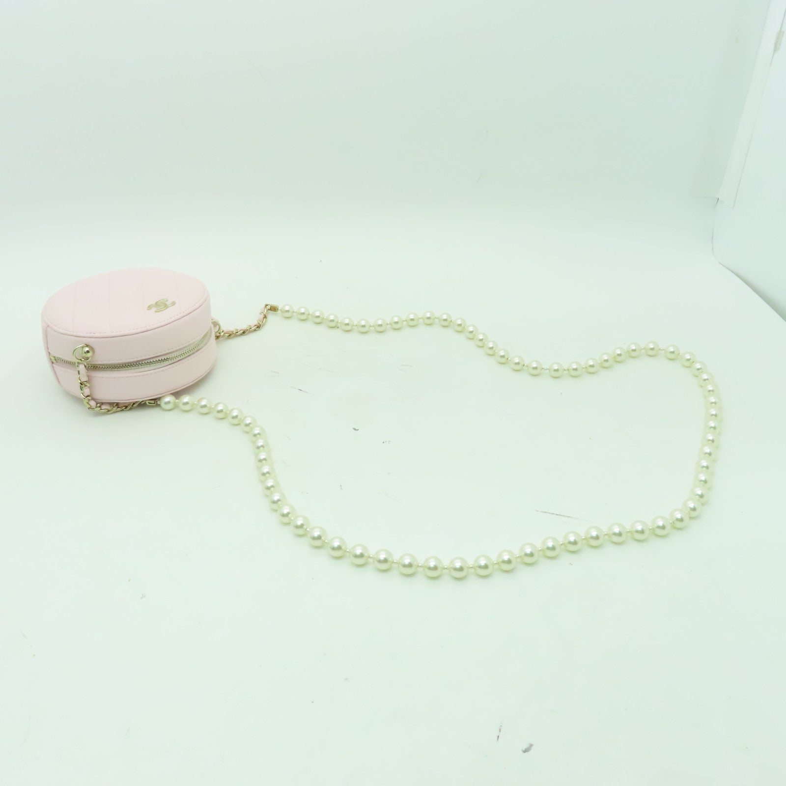CHANEL 菱格羊皮皮革Chain Shoulder Bag金扣鏈帶肩背袋粉紅色