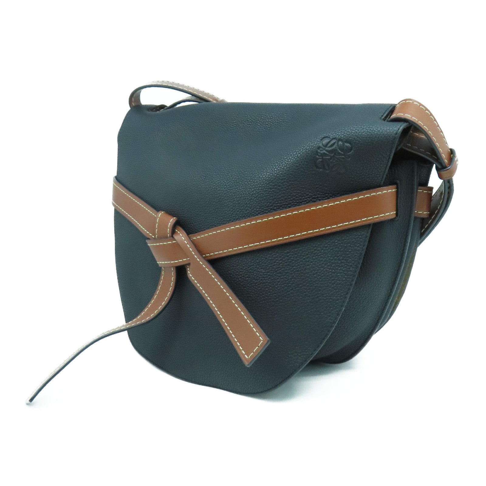 LOEWE 牛皮皮革Gate Large金扣肩背袋黑色