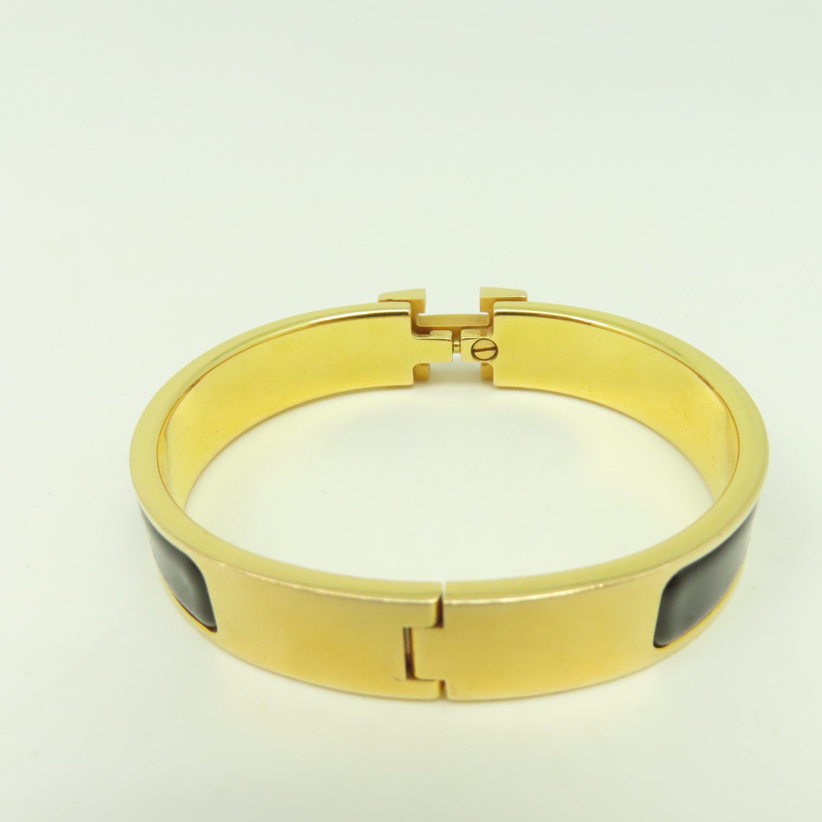 HERMES 金屬Clic H Bracelet金扣手鏈黑色/金色
