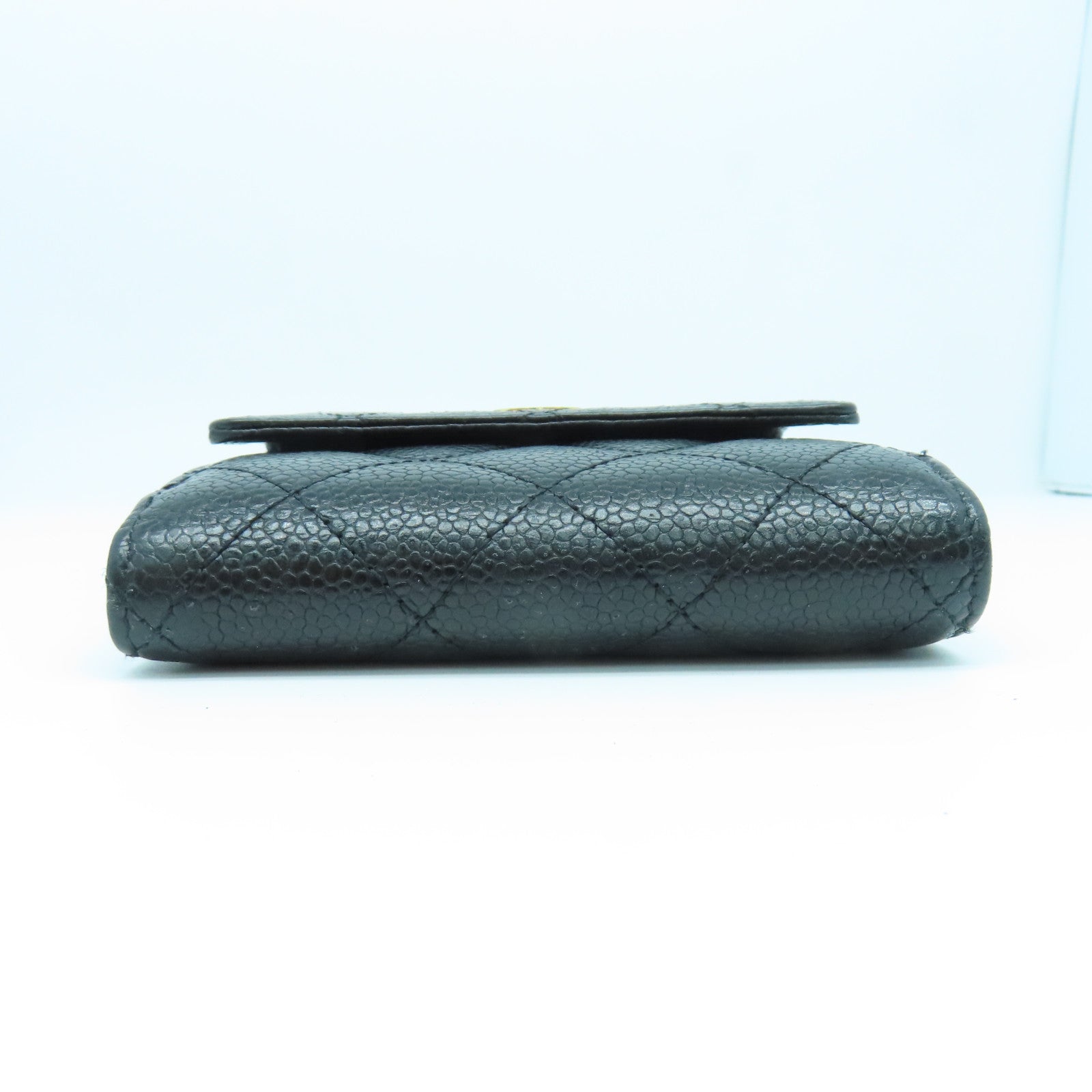CHANEL 菱格Caviar皮革Wallet金扣錢包黑色