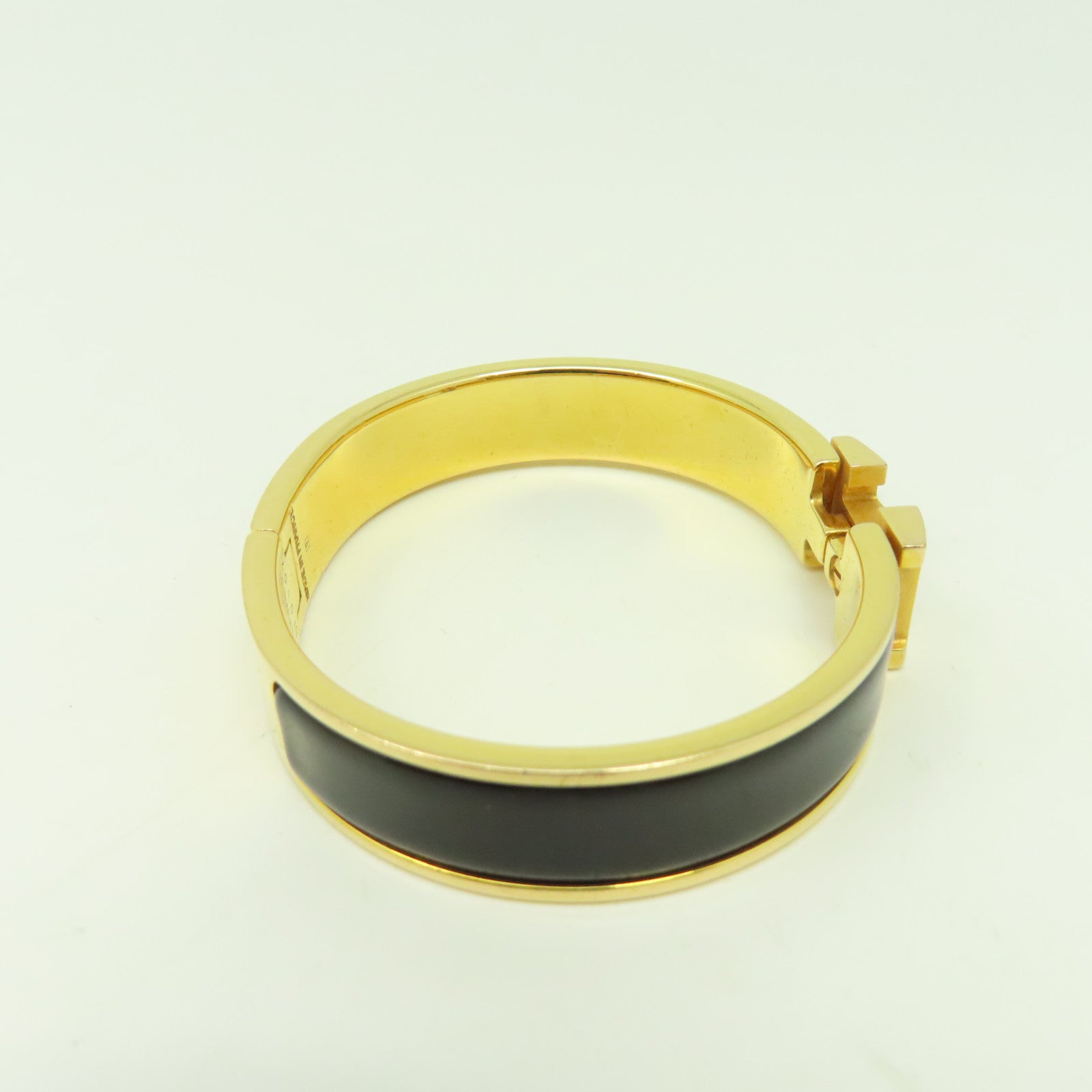 HERMES 金屬Clic H Bracelet金扣手鏈黑色/金色