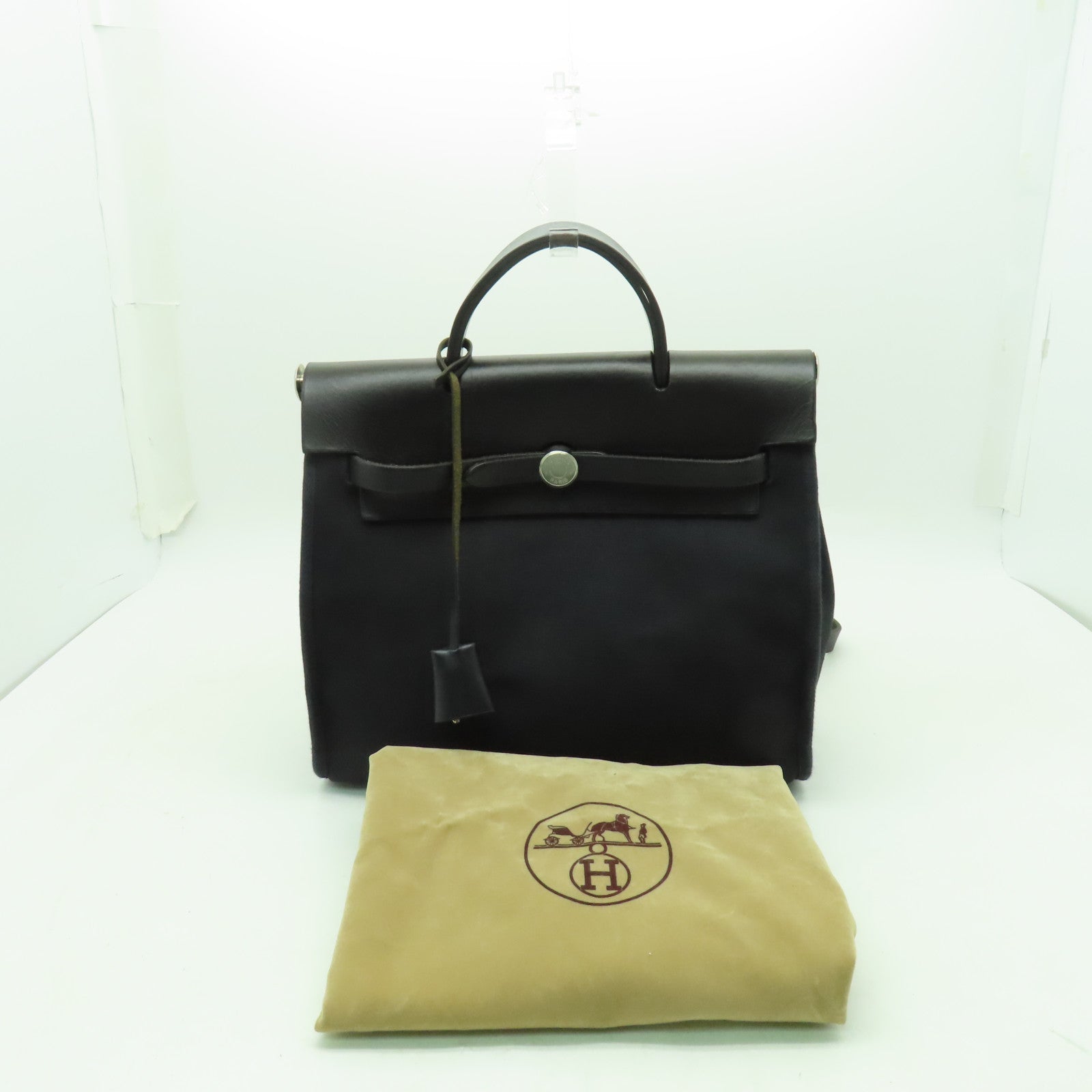 HERMES 帆布Her Line PM銀扣背包黒色