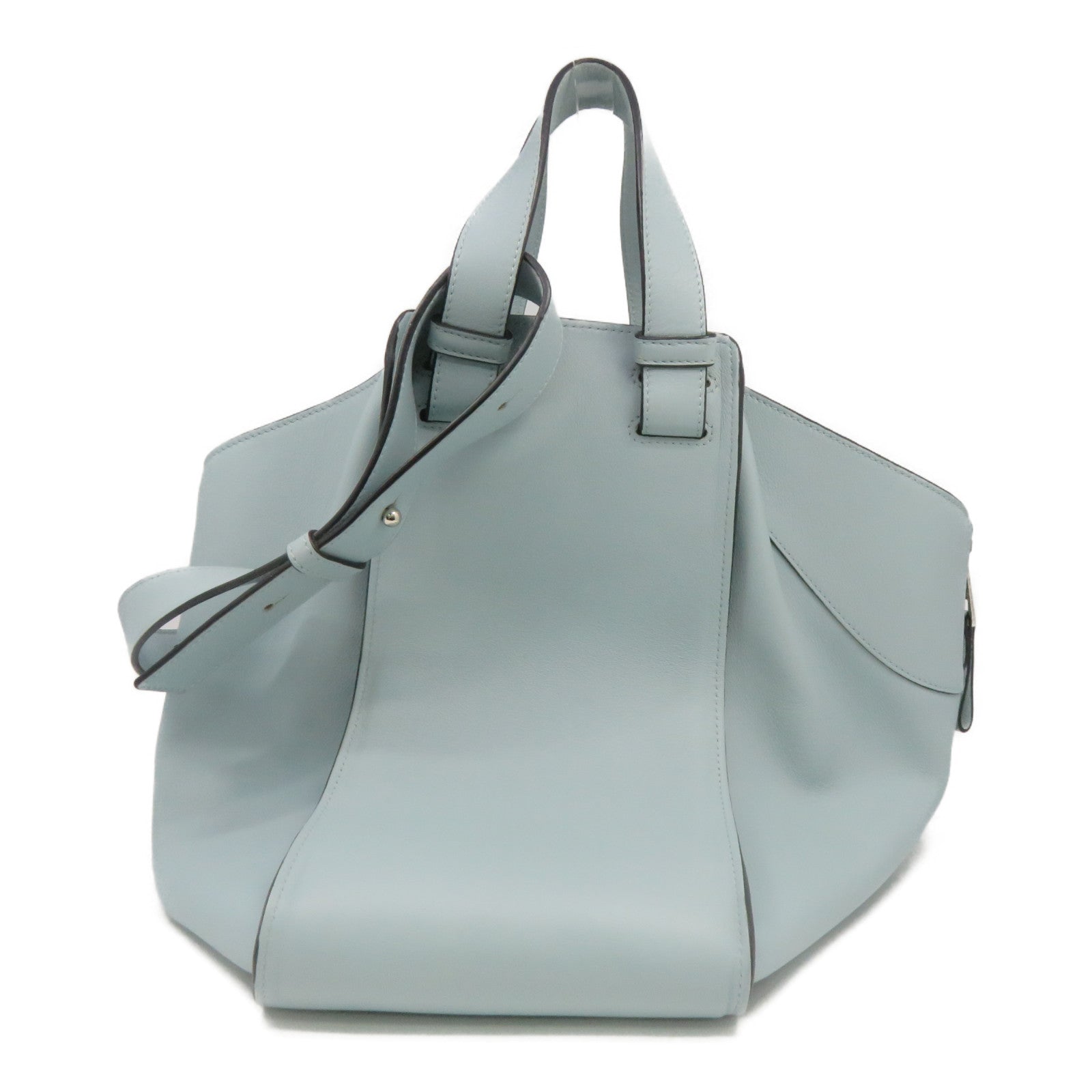 LOEWE 牛皮皮革Hammock銀扣肩背袋淺藍色
