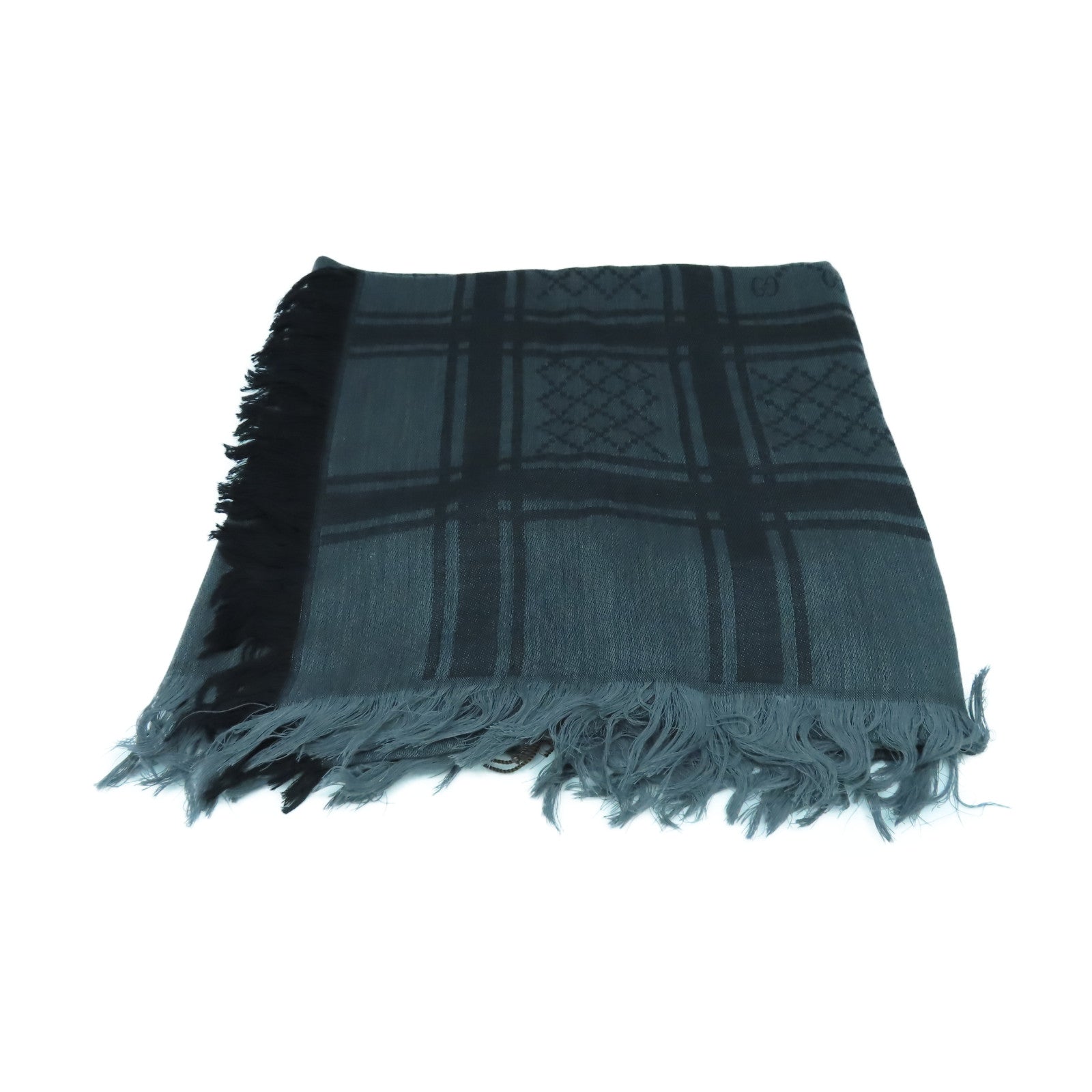 GUCCI 絲質/羊毛Scarf 140x140絲巾灰色