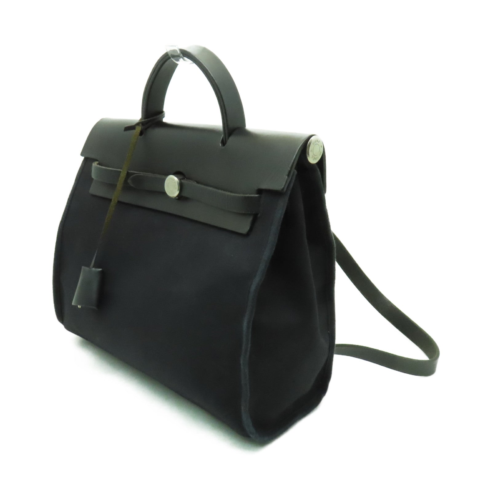 HERMES 帆布Her Line PM銀扣背包黒色