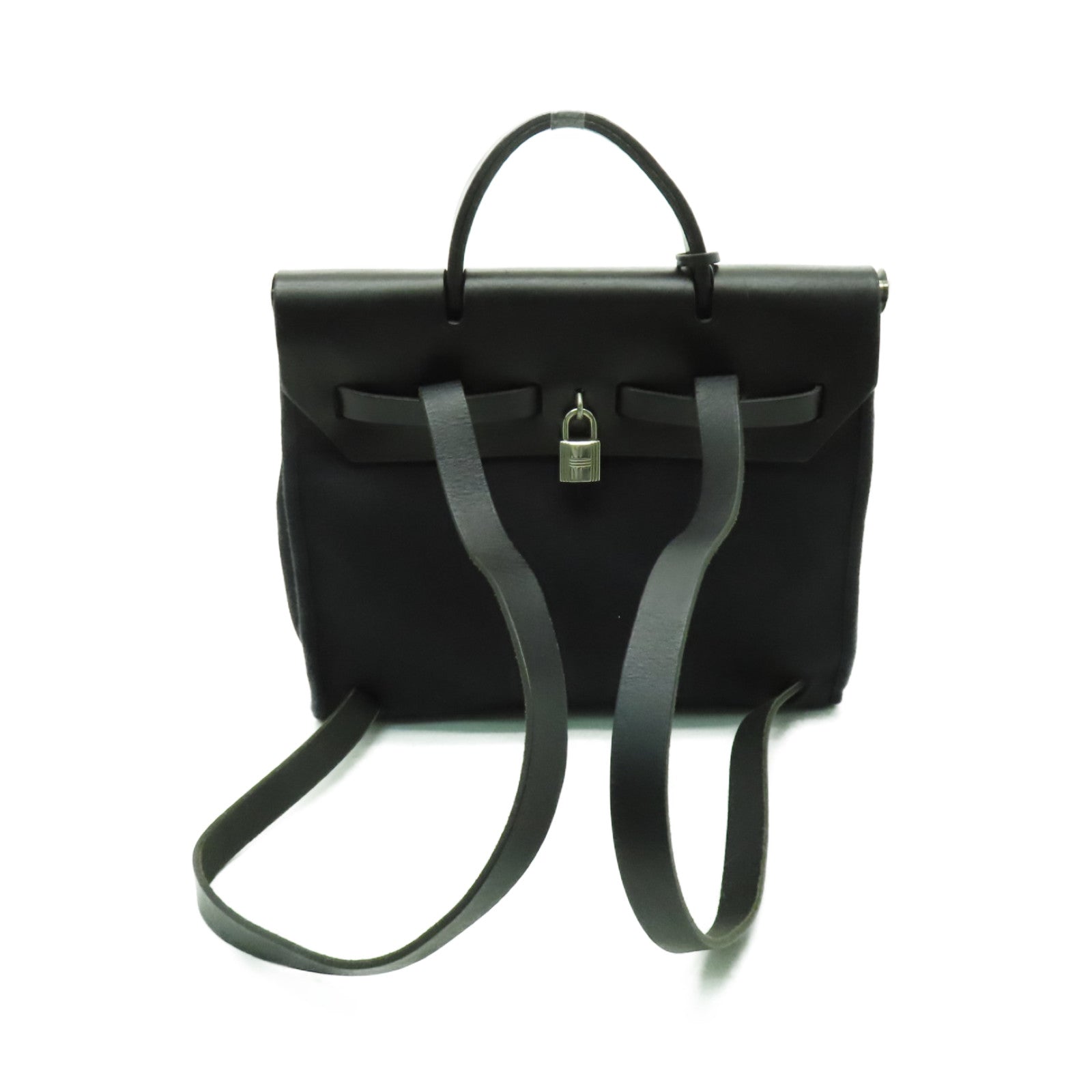 HERMES 帆布Her Line PM銀扣背包黒色
