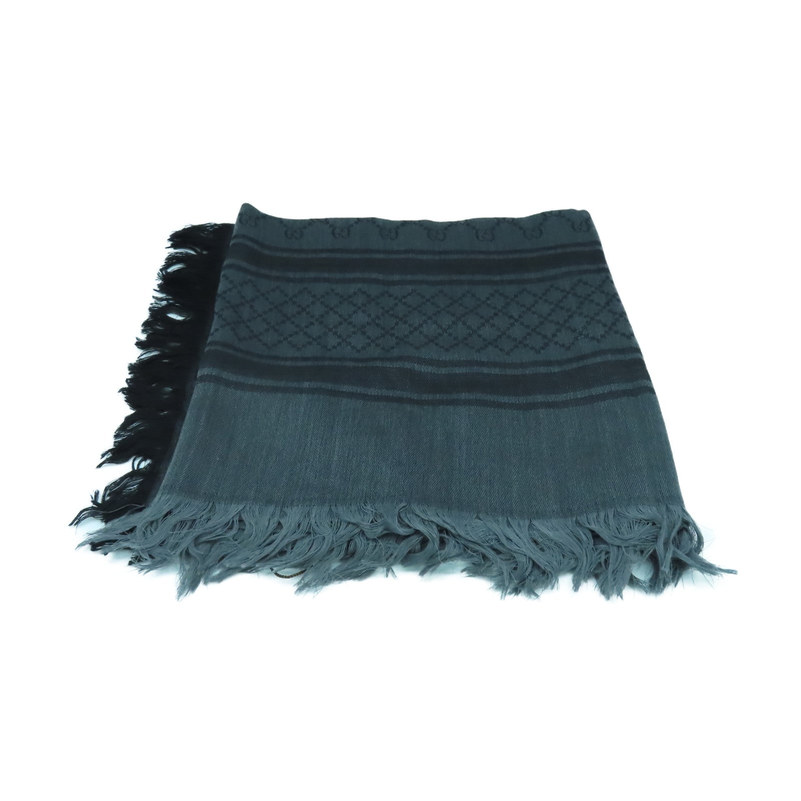 GUCCI 絲質/羊毛Scarf 140x140絲巾灰色