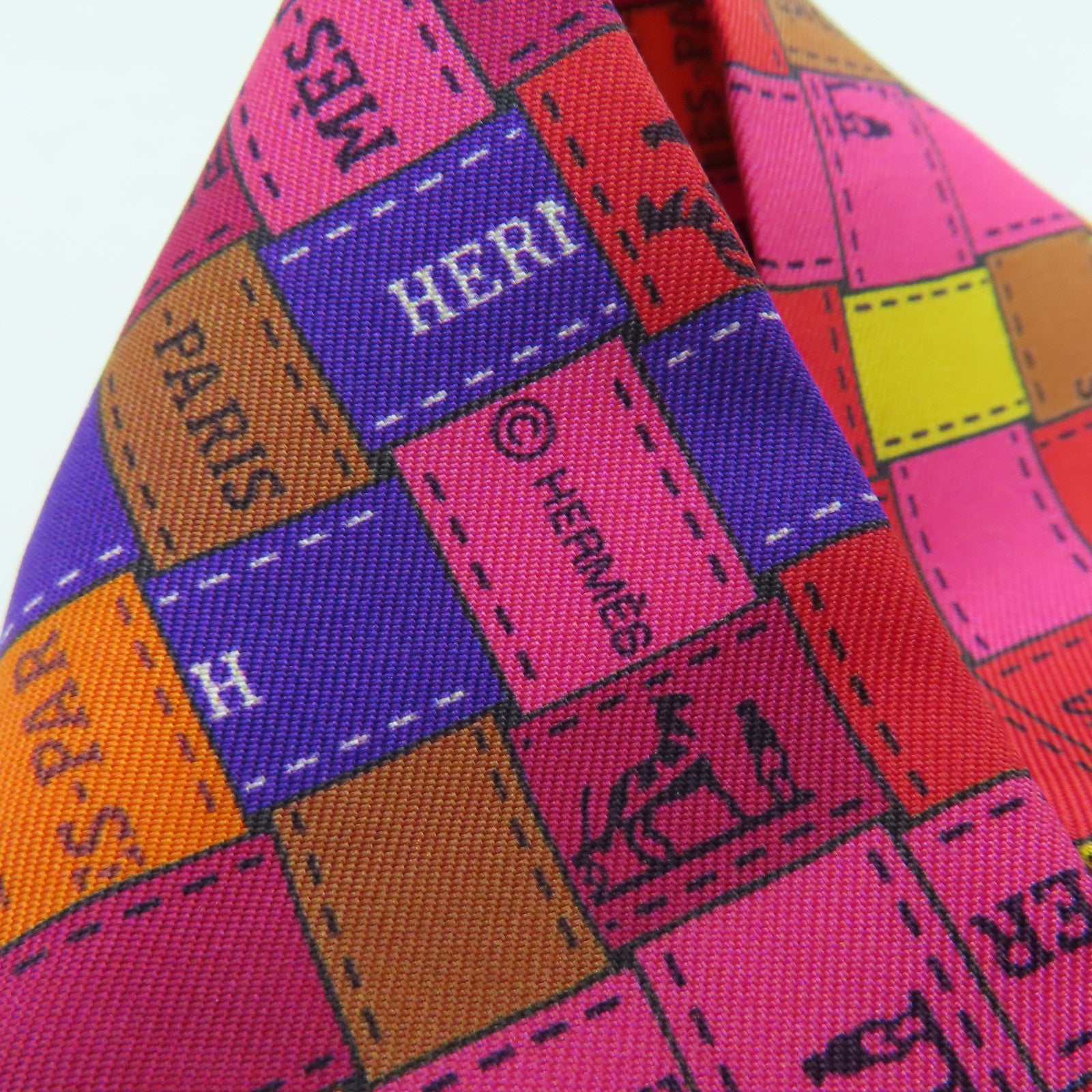HERMES 絲質Twilly絲巾彩色