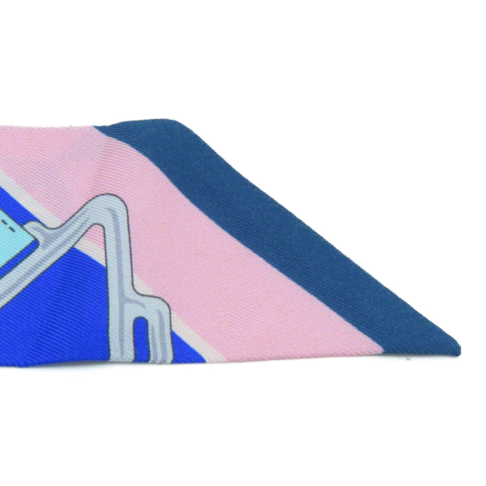 HERMES Silk Twilly Scarf Blue