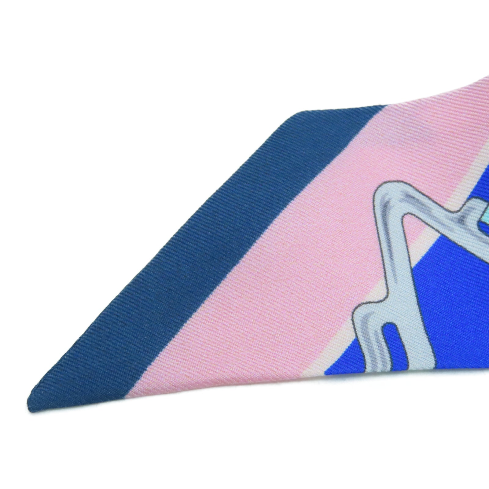HERMES Silk Twilly Scarf Blue
