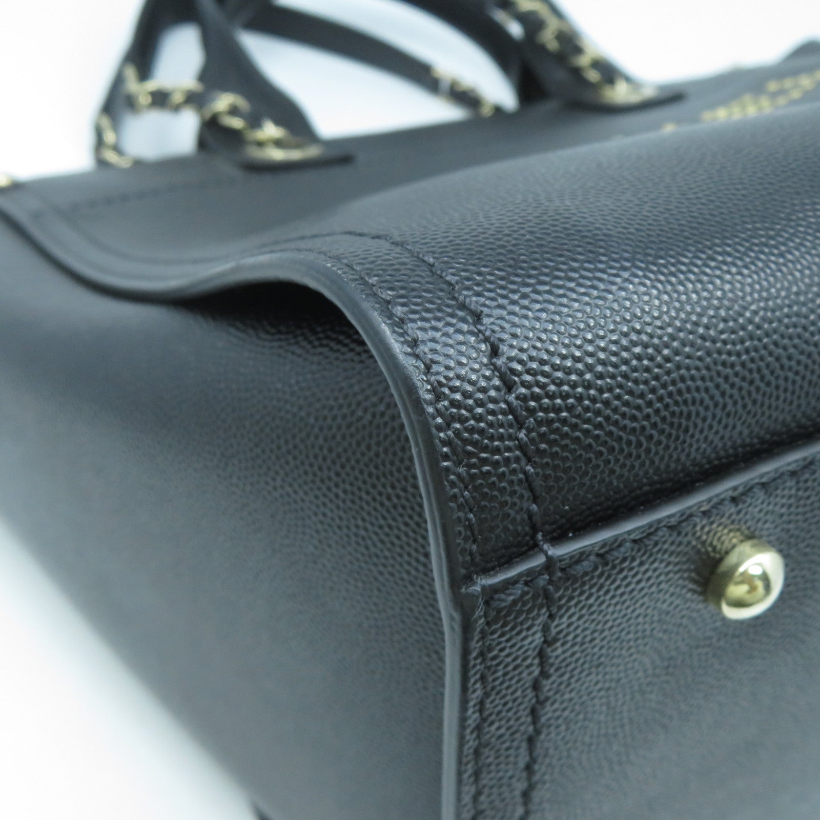 CHANEL 牛皮皮革Deauville 2 Way Shoulder Bag金扣手挽肩背兩用袋黑色