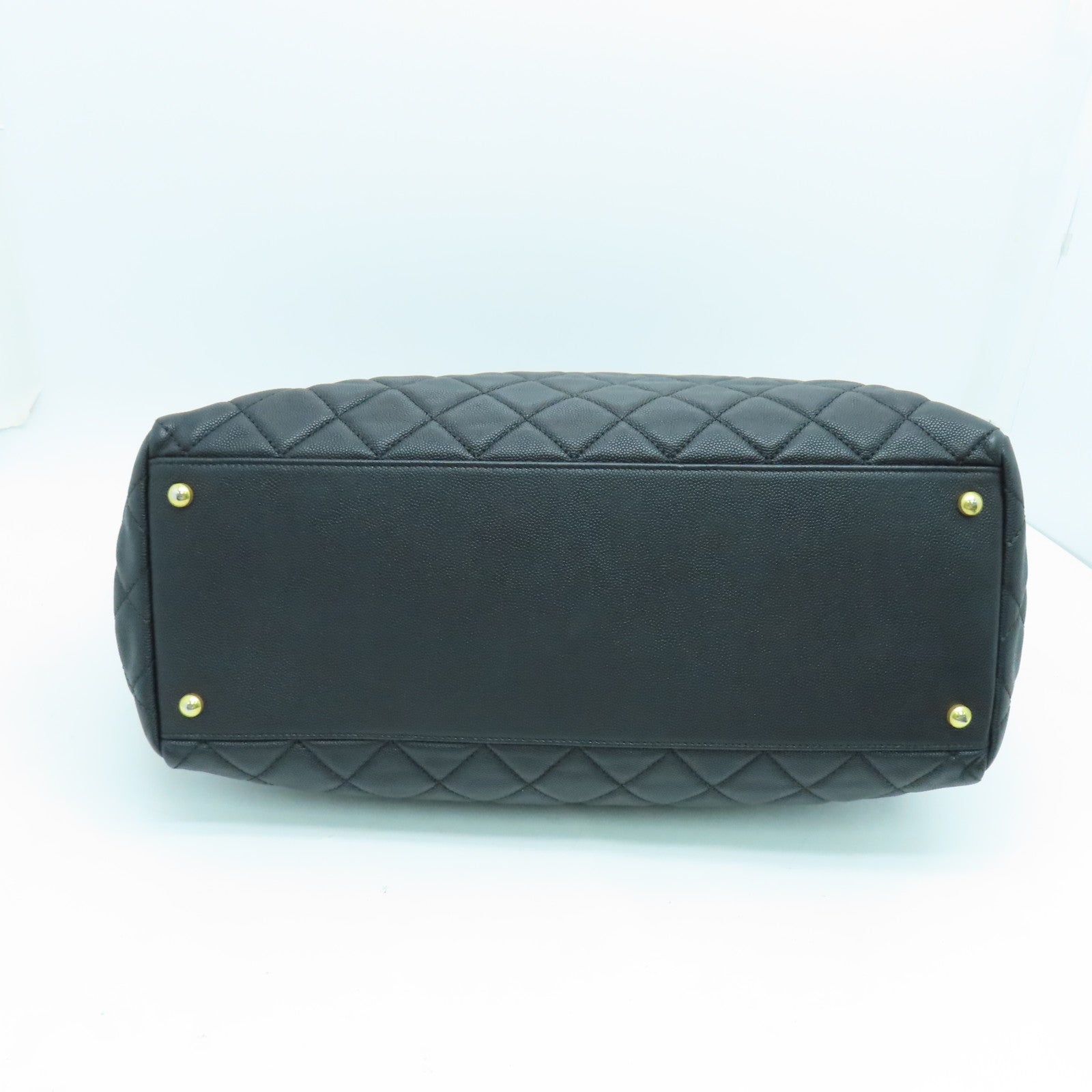 CHANEL 菱格Caviar皮革Chain Shoulder Bag金扣手挽肩背两用袋黑色