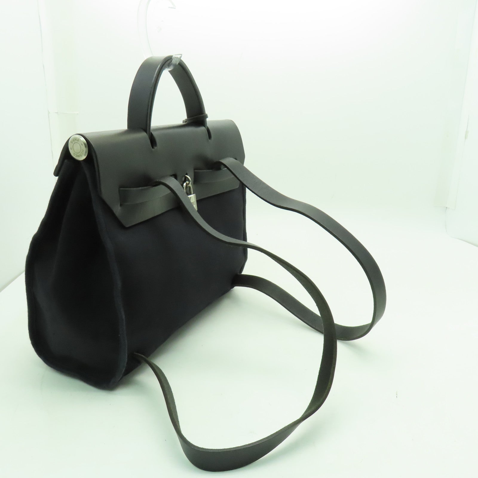 HERMES 帆布Her Line PM銀扣背包黒色