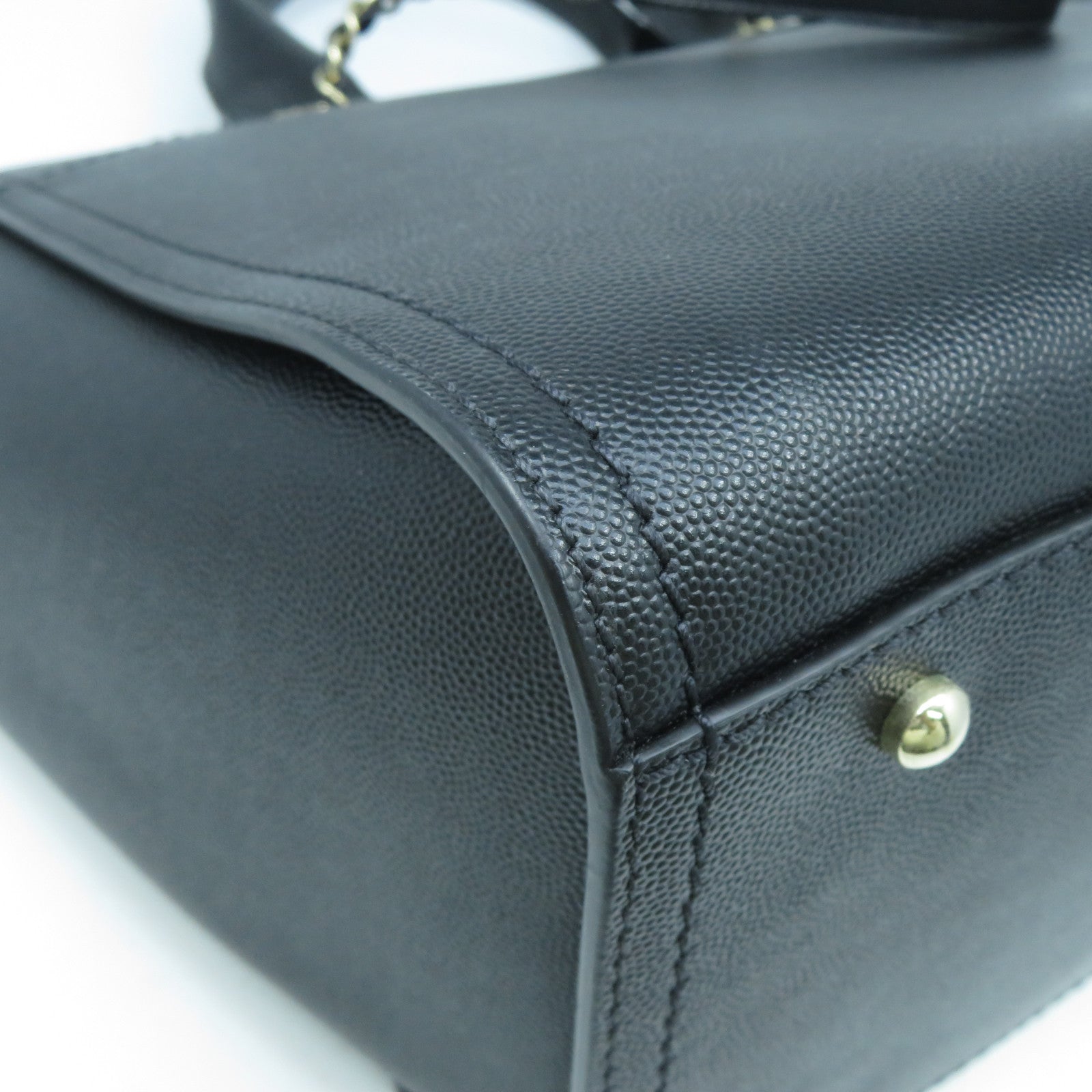 CHANEL 牛皮皮革Deauville 2 Way Shoulder Bag金扣手挽肩背兩用袋黑色