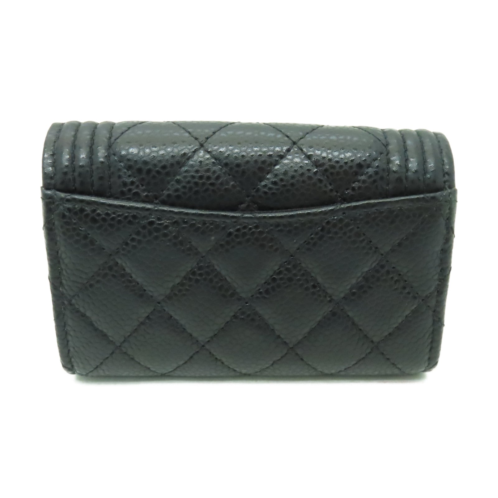 CHANEL 菱格Caviar皮革4 Key Holder Boy Flap金扣鎖匙包黒色