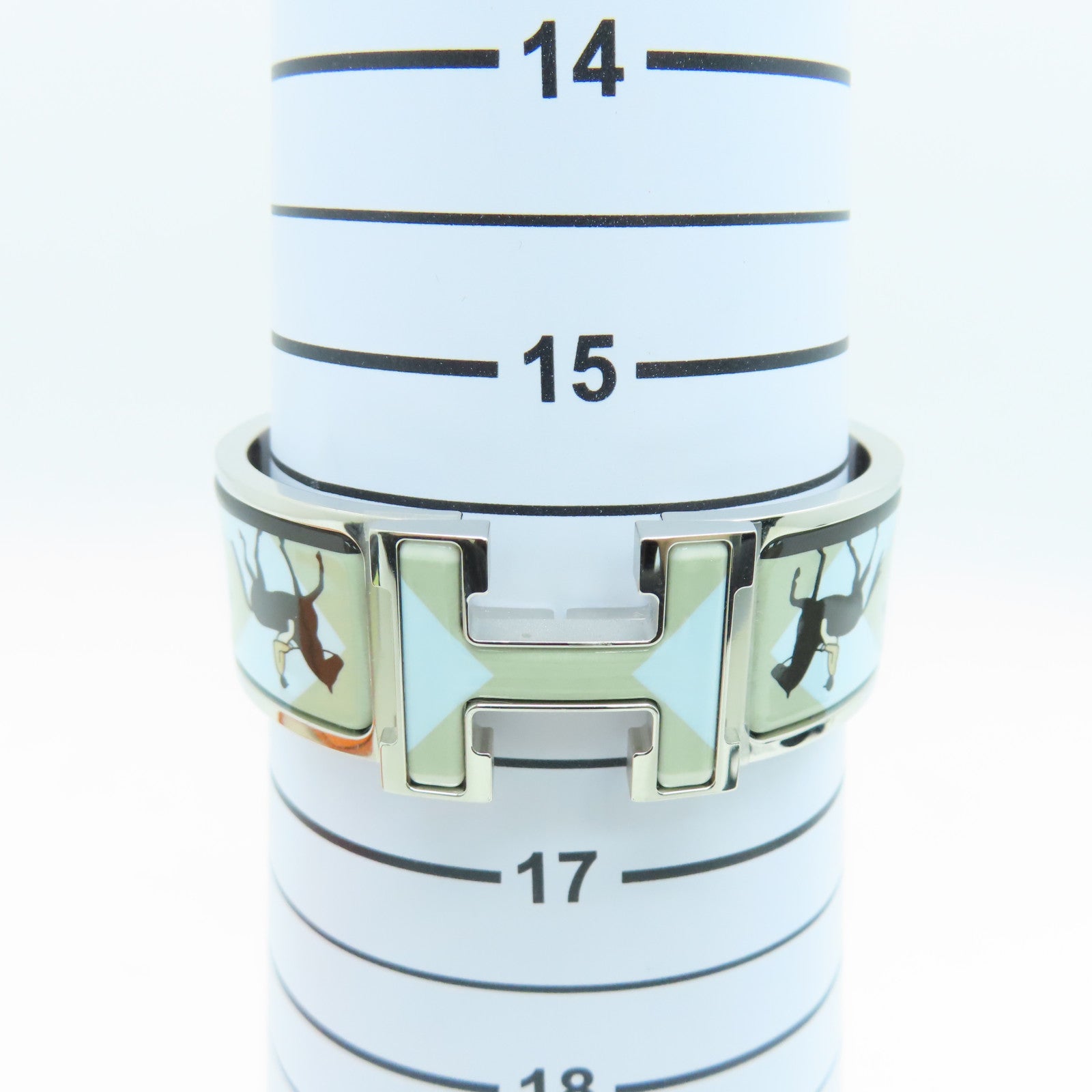 HERMES 金屬Clic Clac H Bracelet銀扣手鐲藍色