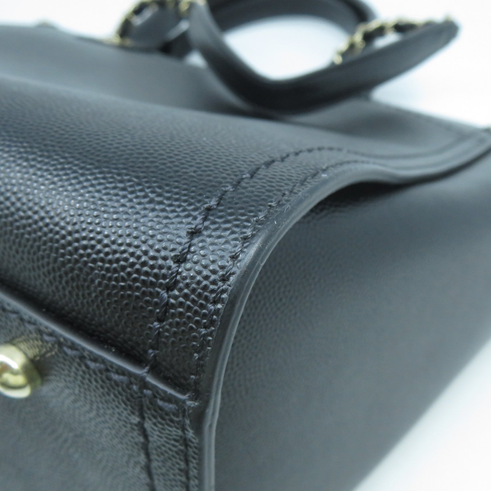 CHANEL 牛皮皮革Deauville 2 Way Shoulder Bag金扣手挽肩背兩用袋黑色