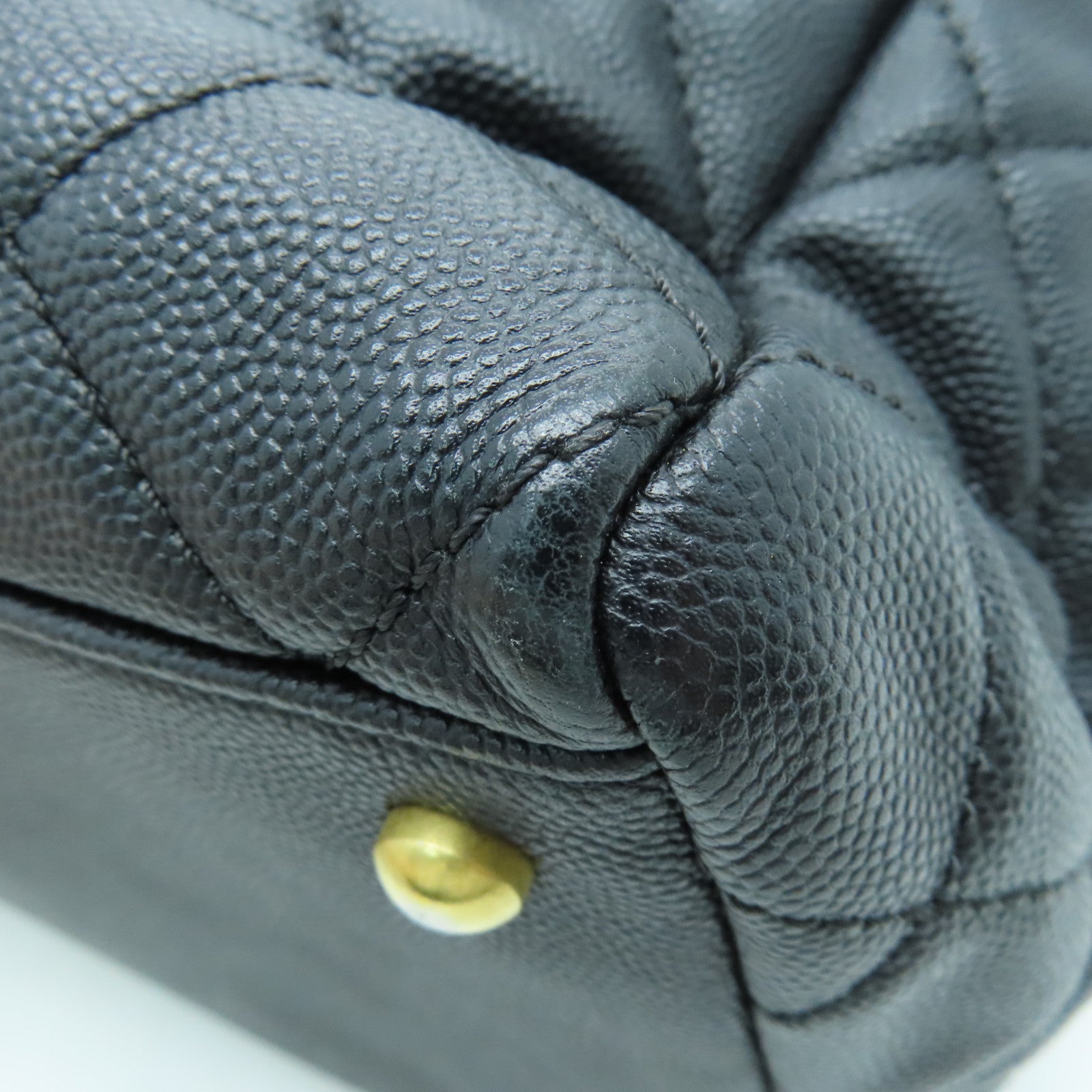 CHANEL 菱格Caviar皮革Chain Shoulder Bag金扣手挽肩背两用袋黑色