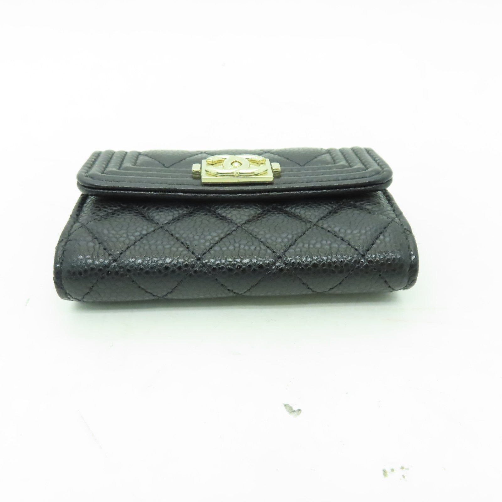 CHANEL 菱格Caviar皮革4 Key Holder Boy Flap金扣鎖匙包黒色