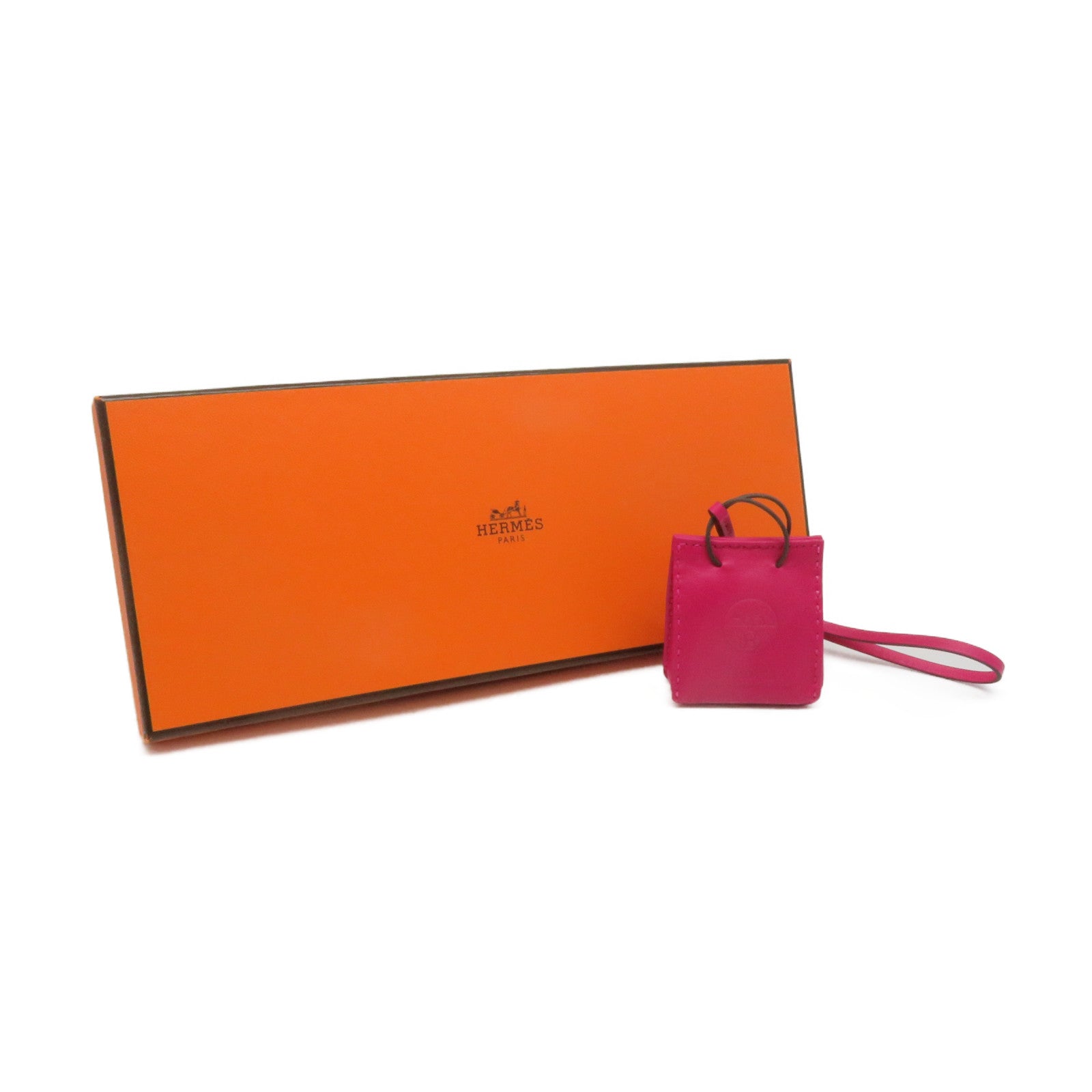 HERMES Swift皮革Sac Orange挂饰Rose Mexico粉红色