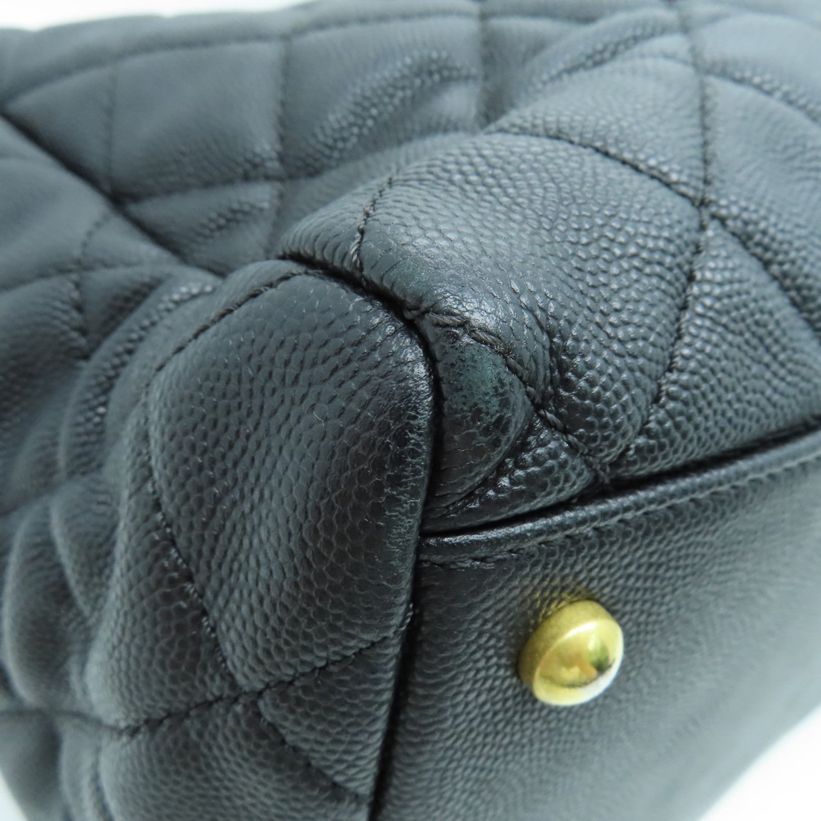 CHANEL 菱格Caviar皮革Chain Shoulder Bag金扣手挽肩背两用袋黑色