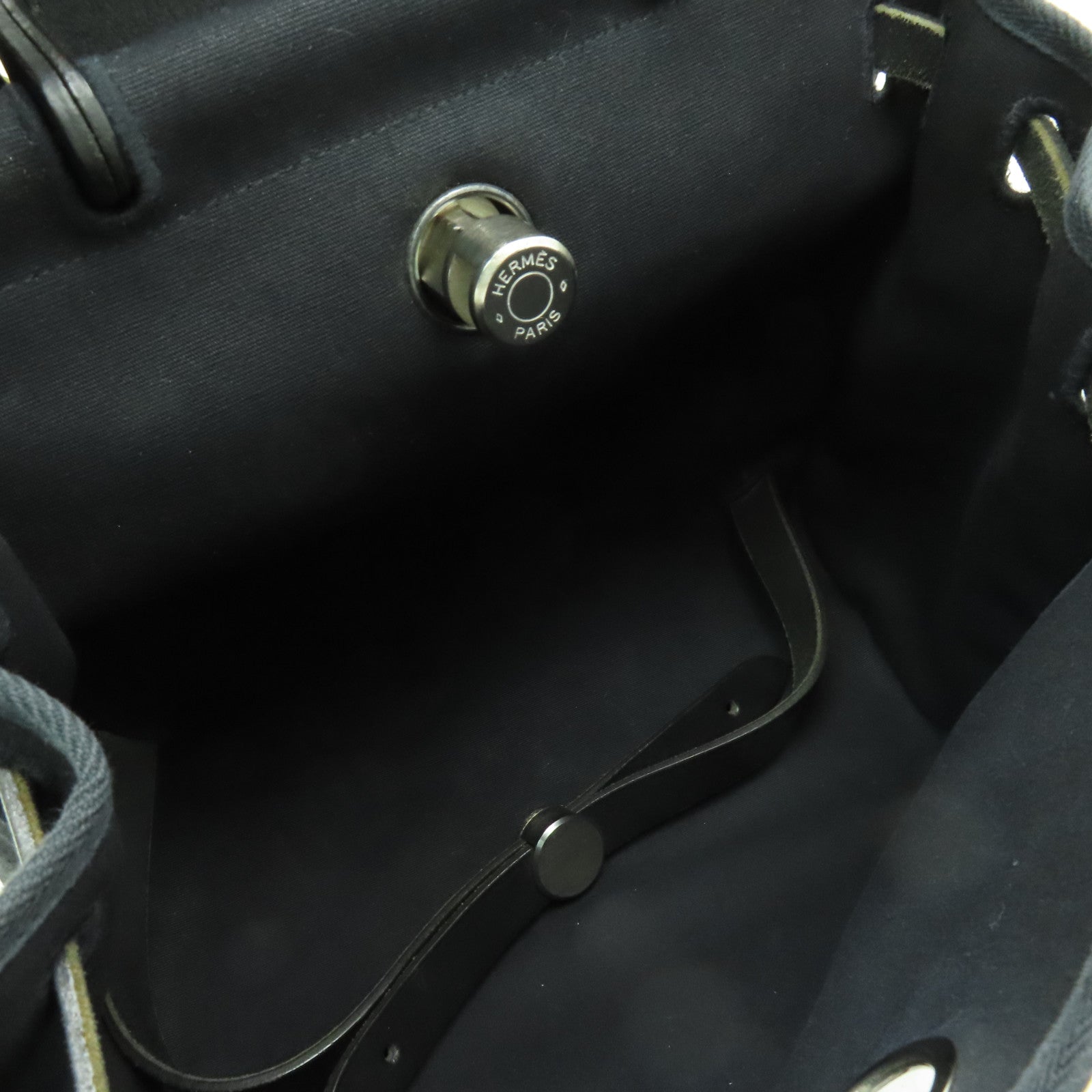 HERMES 帆布Her Line PM銀扣背包黒色