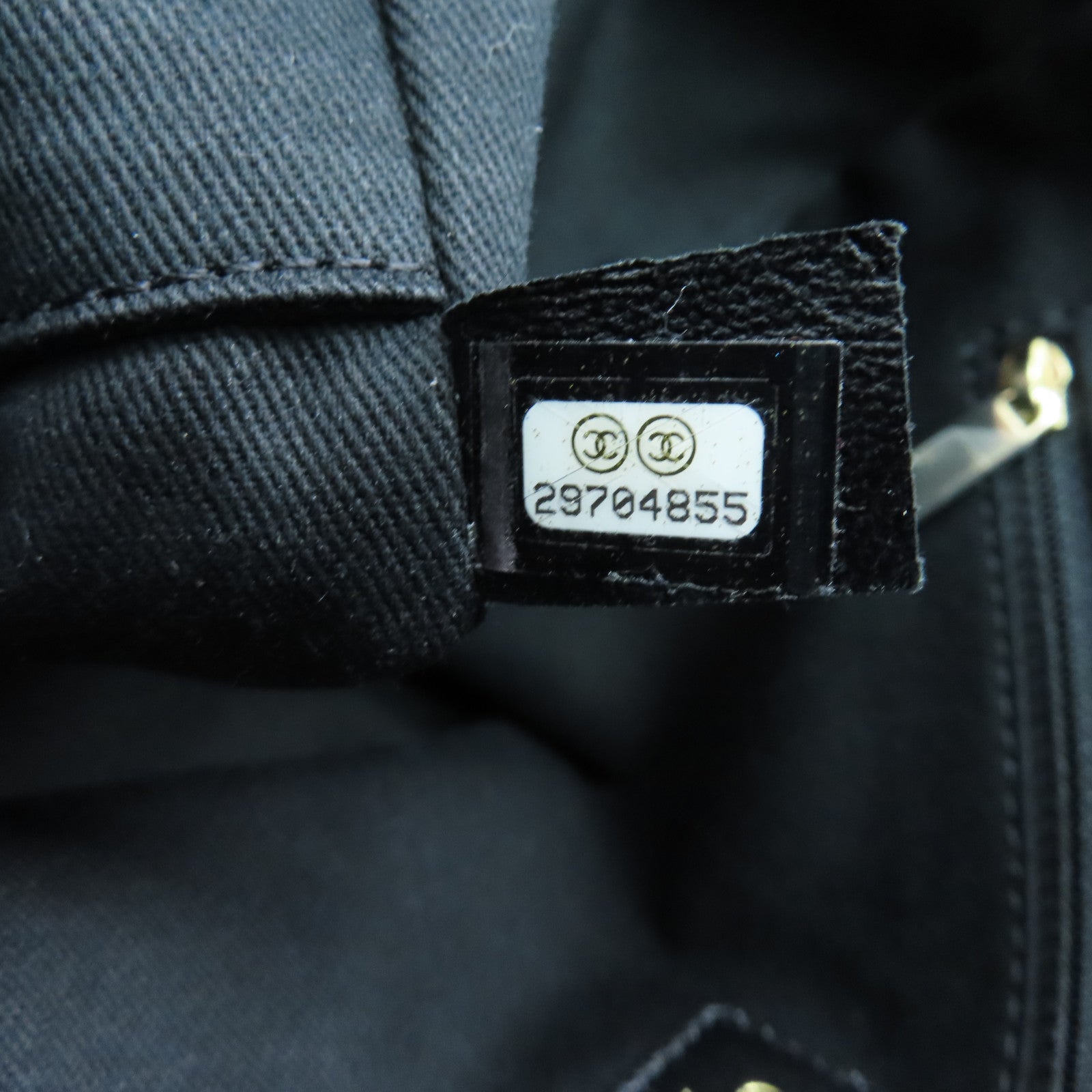 CHANEL 帆布Deauville Tote Bag金扣鏈帶肩背袋黑色