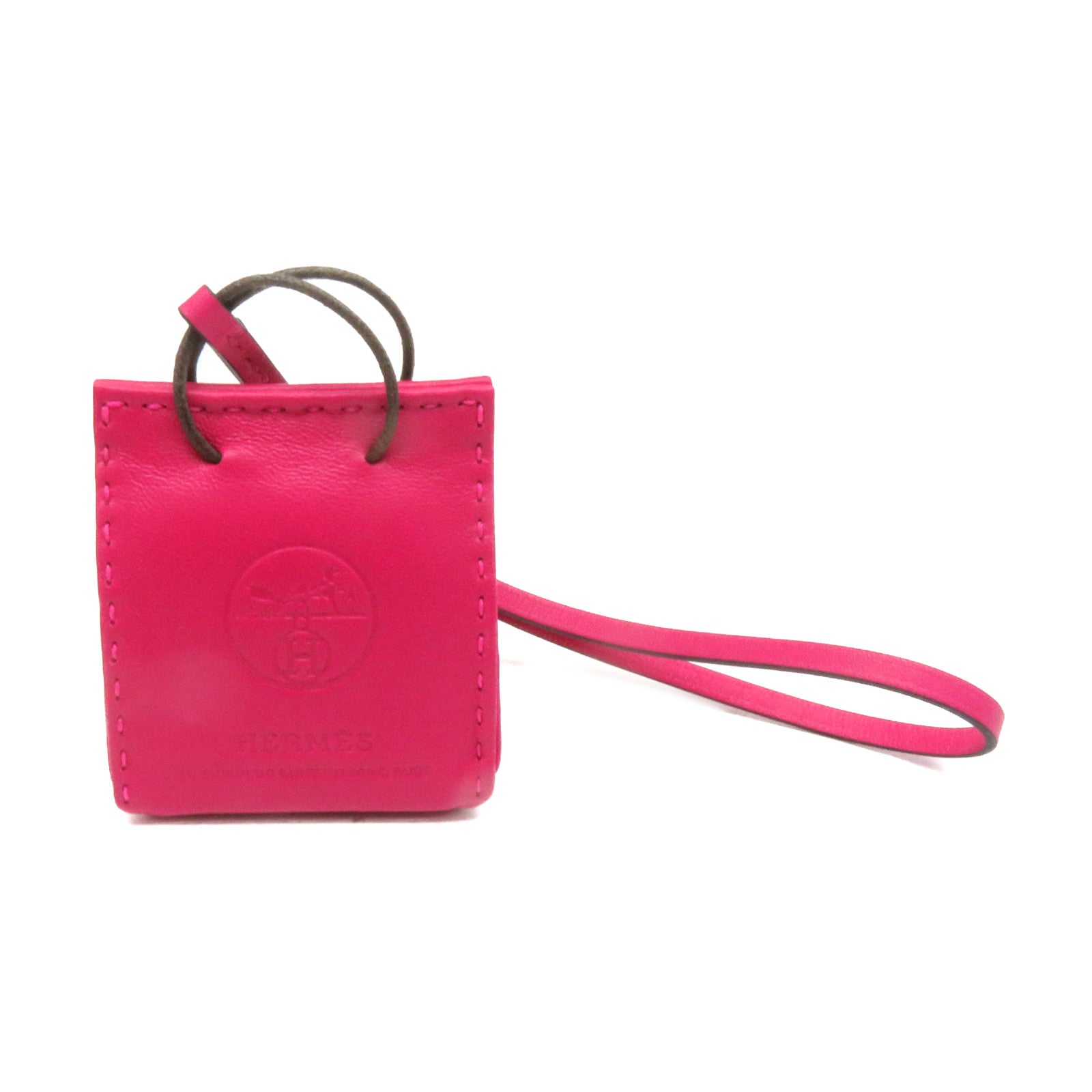 HERMES Swift皮革Sac Orange挂饰Rose Mexico粉红色