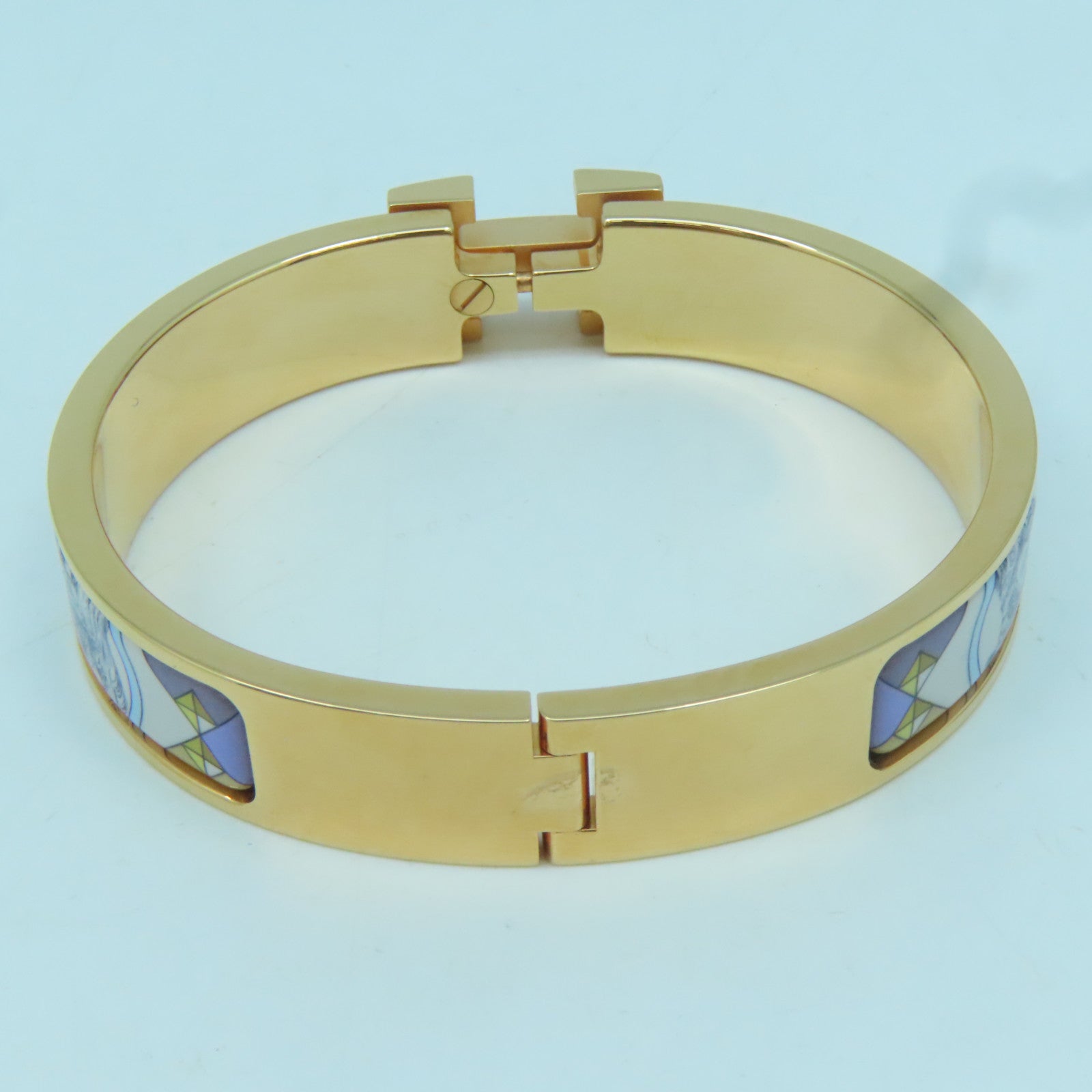 HERMES 金屬Clic-Clac H金扣手鐲玫瑰金色/白色/紫色#16cm