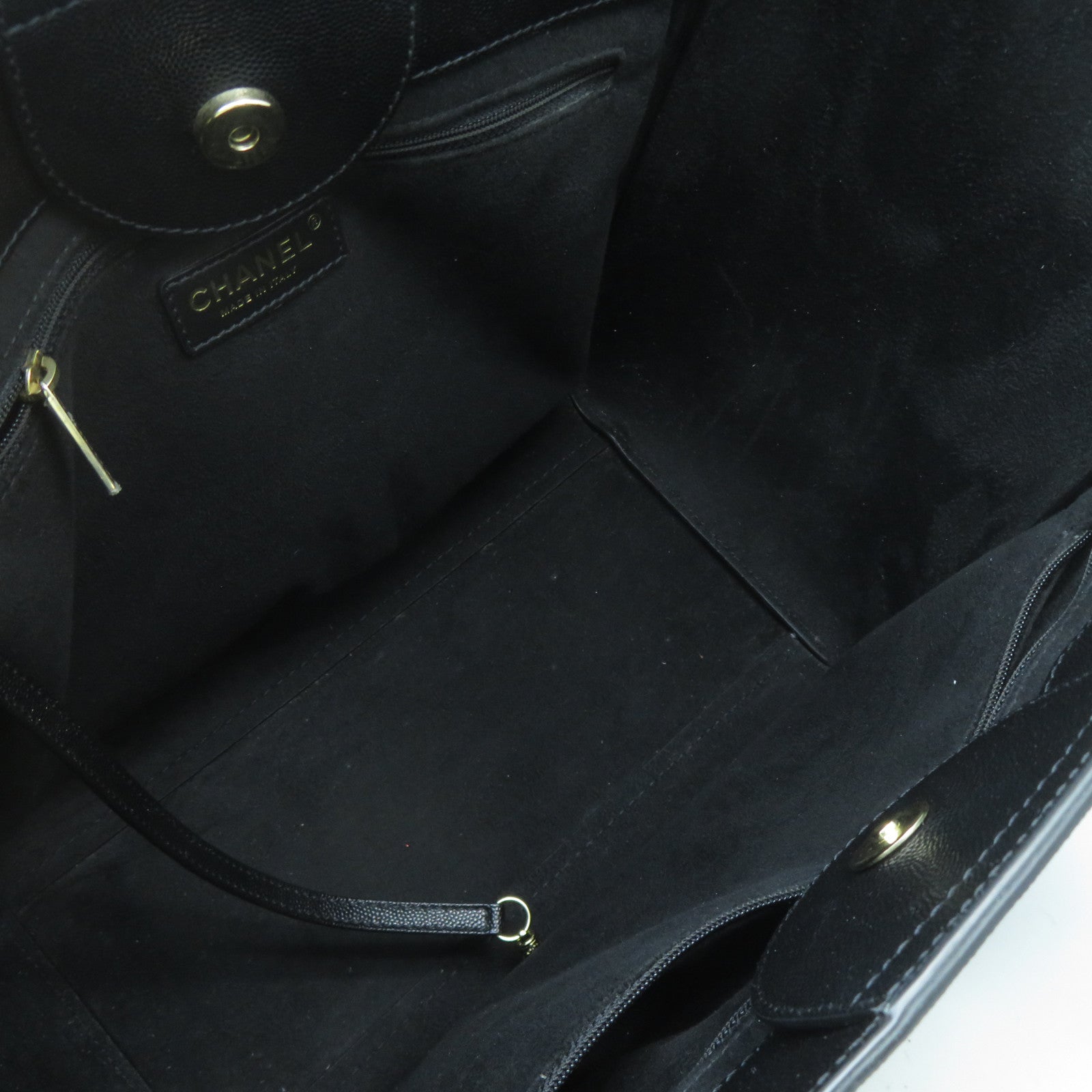 CHANEL 牛皮皮革Deauville 2 Way Shoulder Bag金扣手挽肩背兩用袋黑色