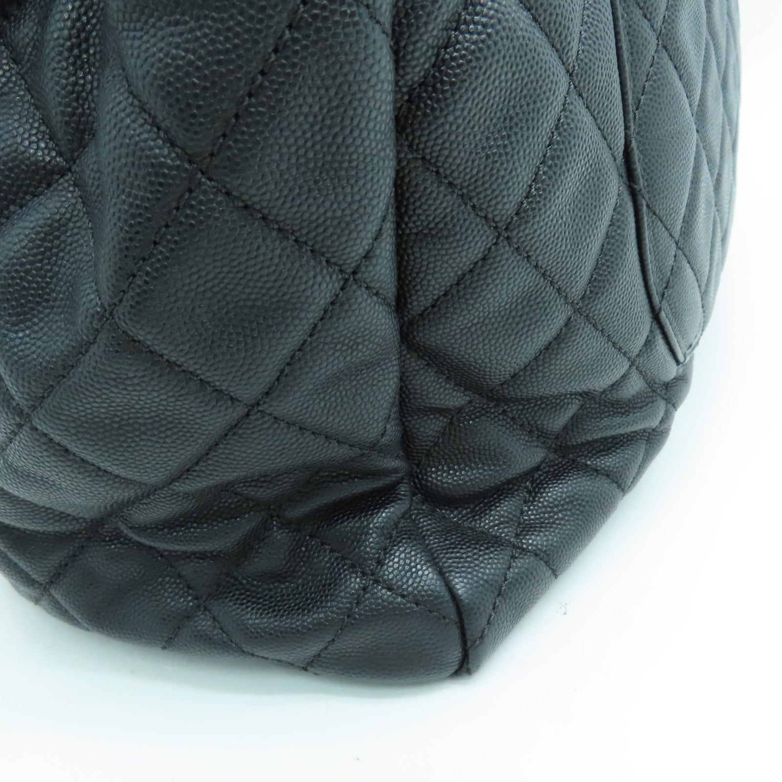 CHANEL 菱格Caviar皮革Chain Shoulder Bag金扣手挽肩背两用袋黑色