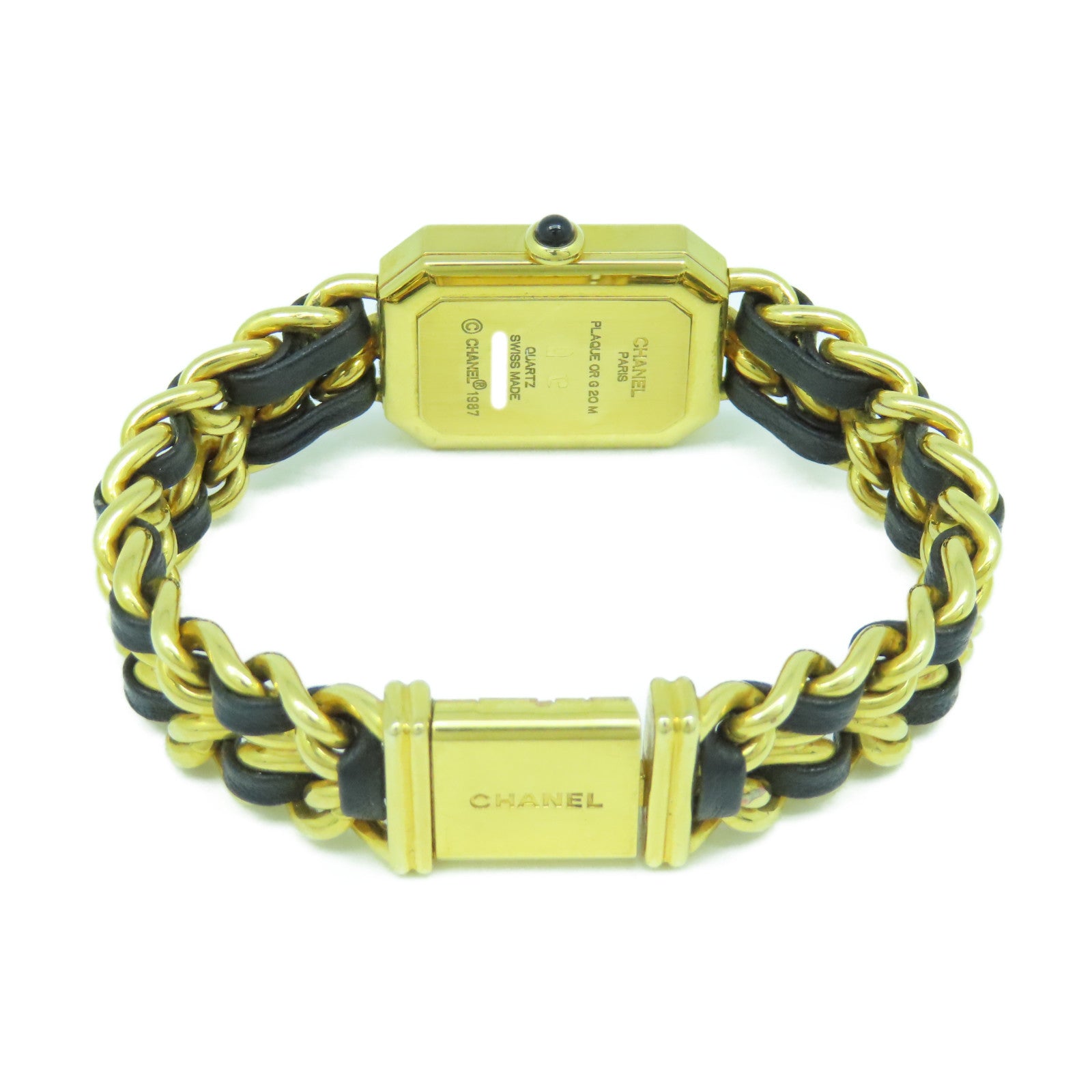 CHANEL Premiere M鍍金/皮革手錶石英機芯黑色