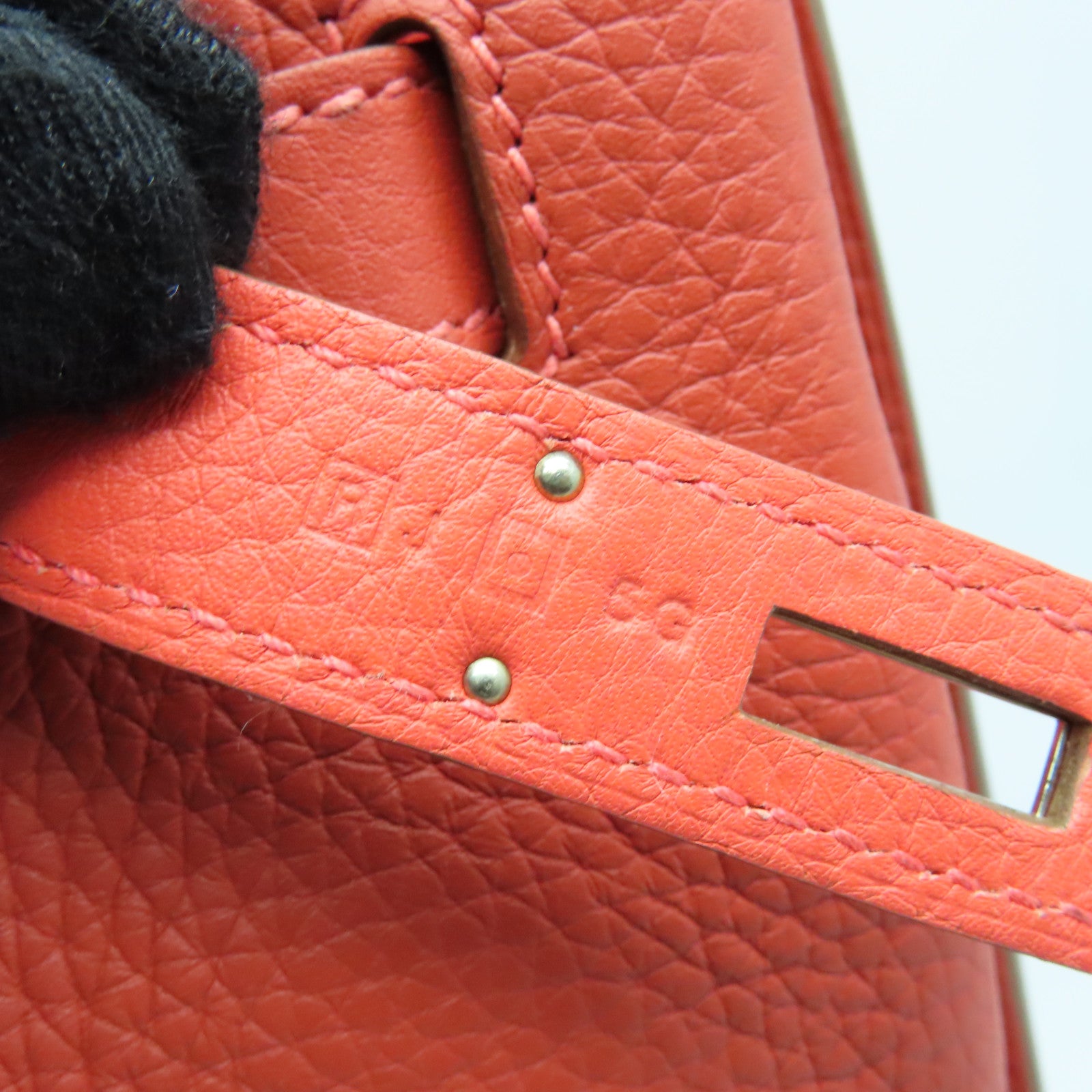 HERMES Clemence皮革So Kelly銀扣肩背袋Rouge Jaipur粉紅色