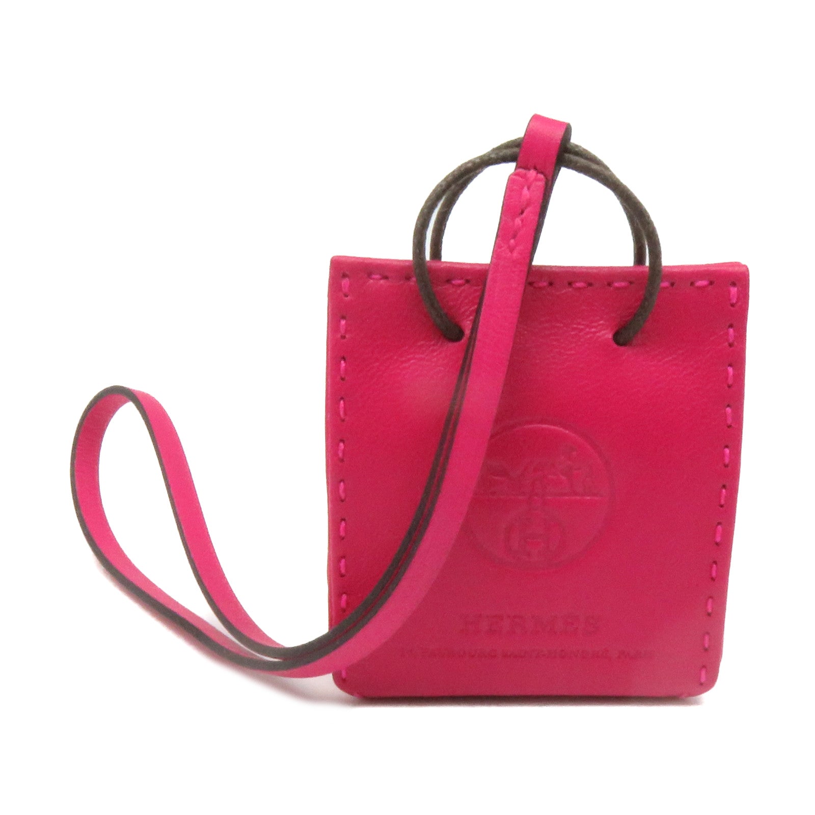 HERMES Swift皮革Sac Orange挂饰Rose Mexico粉红色
