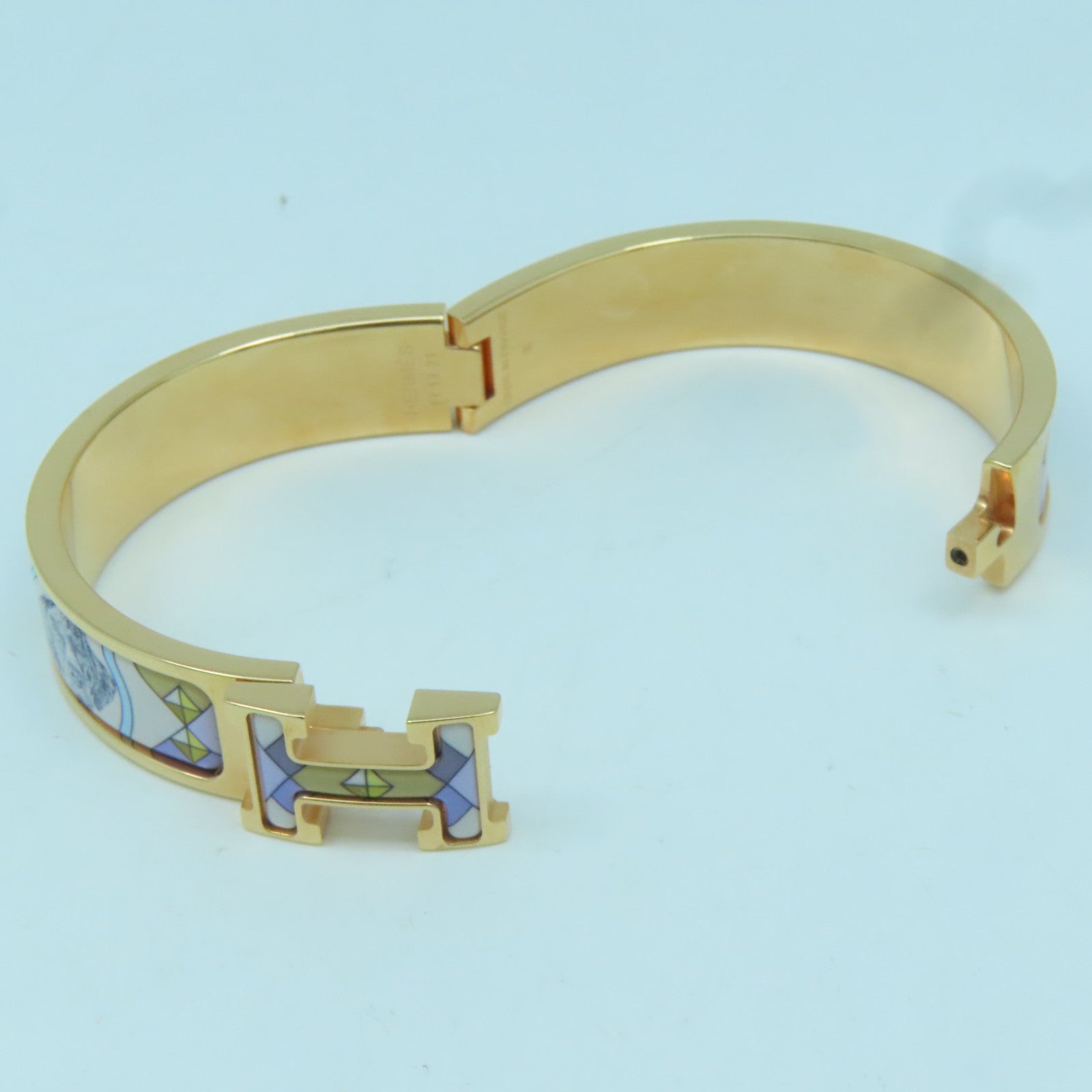 HERMES 金屬Clic-Clac H金扣手鐲玫瑰金色/白色/紫色#16cm