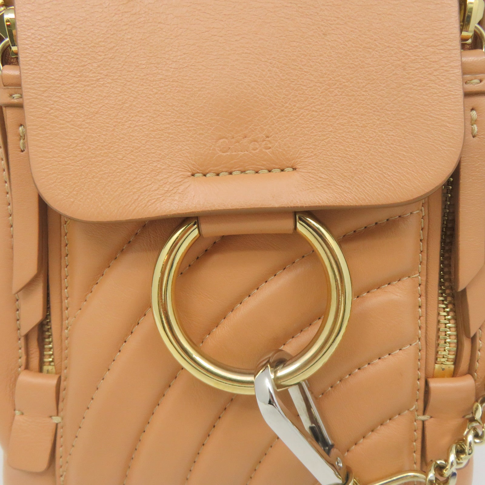 Chloe cowhide leather Backpack shoulder bag dual-use bag brown